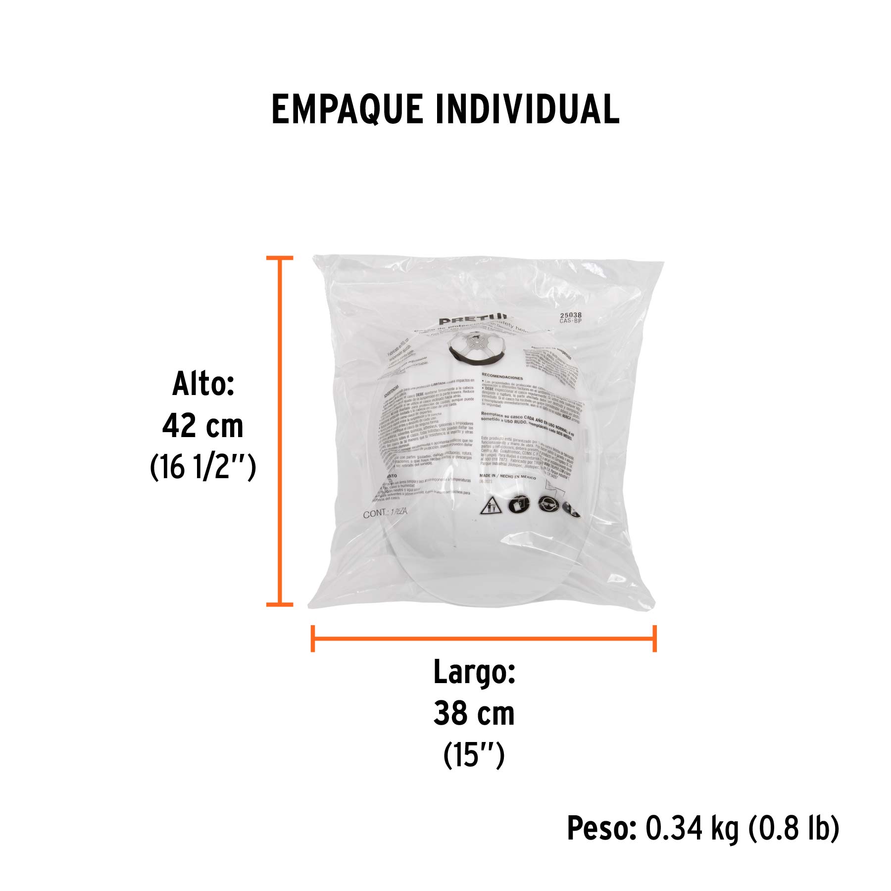 Casco de seguridad, ajuste de intervalos, blanco, PRETUL - Empaque