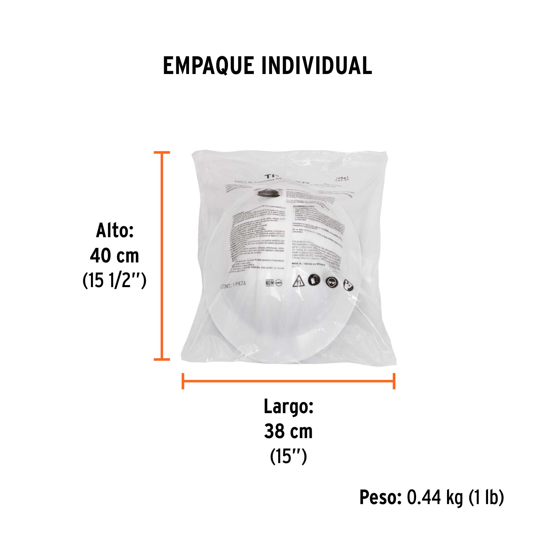 Casco de seguridad ala ancha, blanco, TRUPER - Empaque