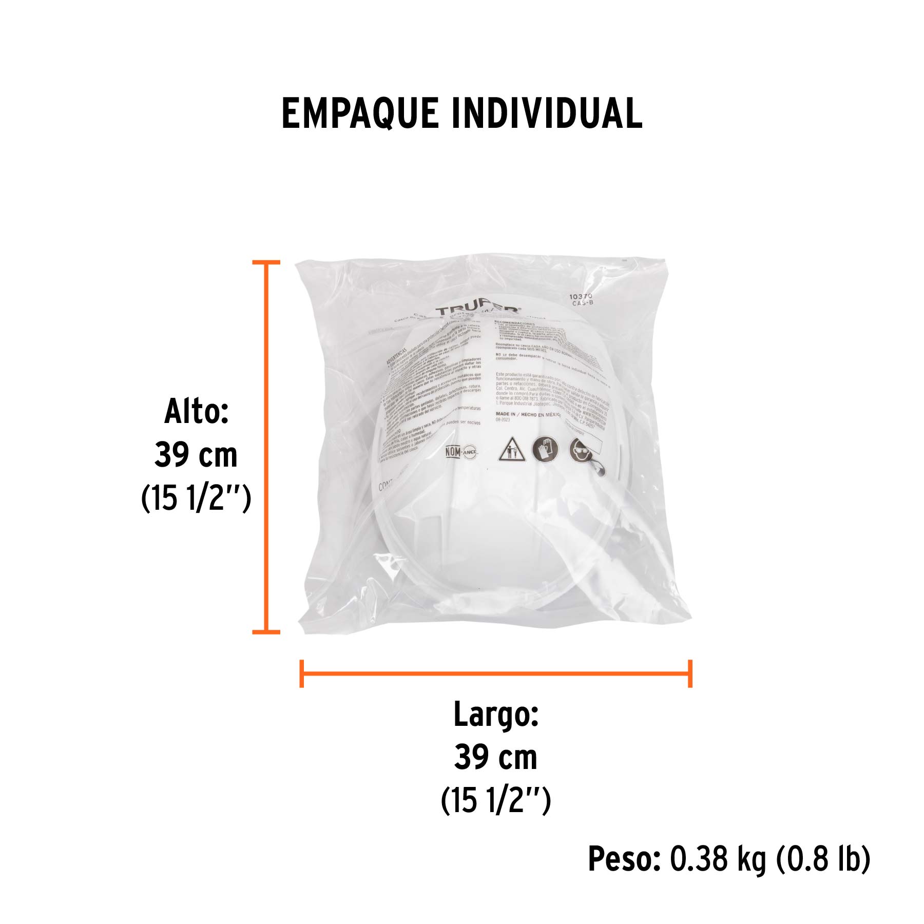 Casco de seguridad, ajuste de matraca, blanco, TRUPER - Empaque