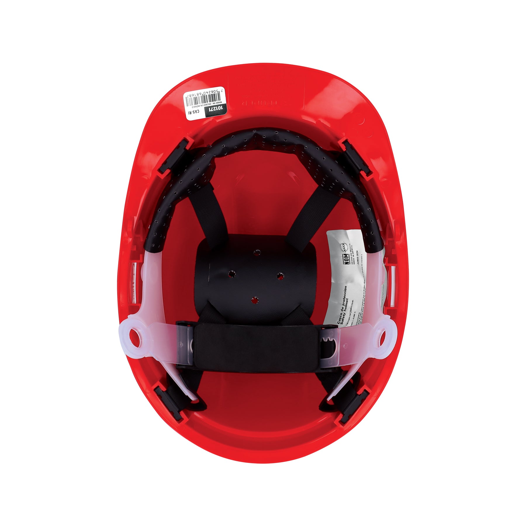 Casco de seguridad ventilado, ajuste de matraca, rojo