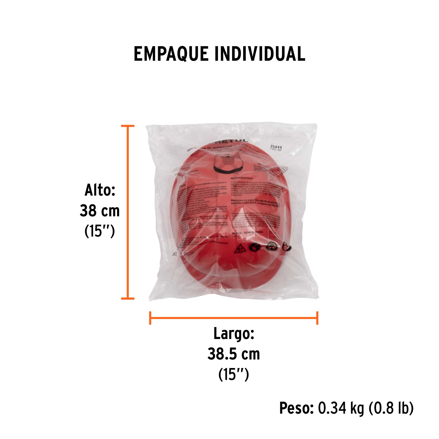 Casco de seguridad, ajuste de intervalos, rojo, PRETUL - Empaque