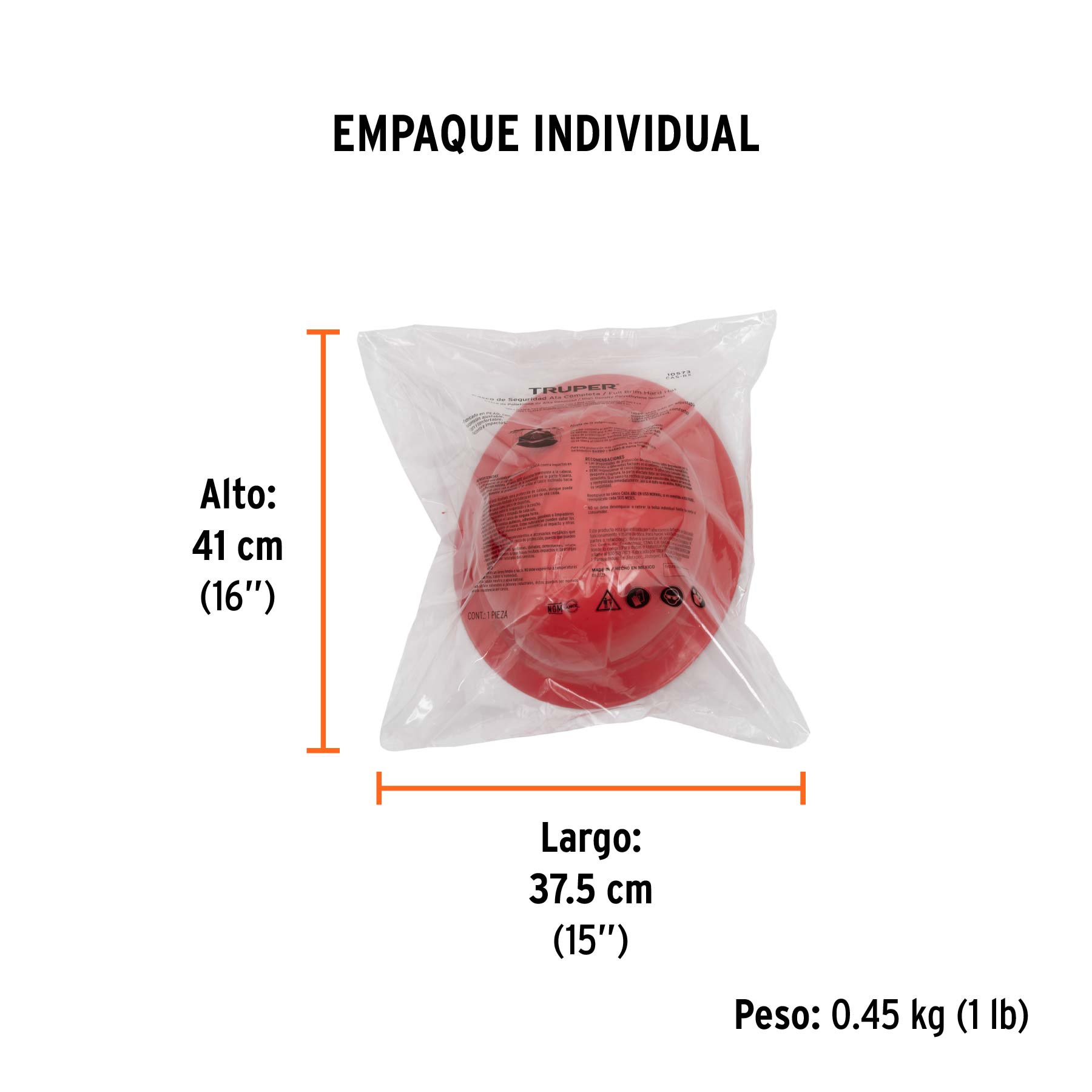 Casco de seguridad ala ancha, rojo, TRUPER - Empaque