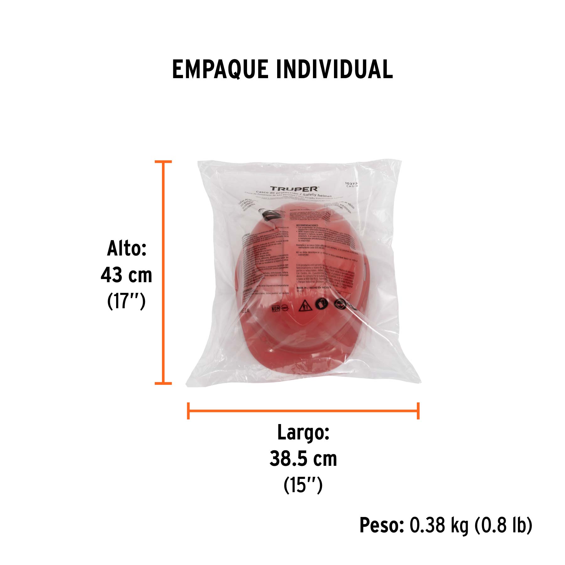 Casco de seguridad, ajuste de matraca, rojo, TRUPER - Empaque