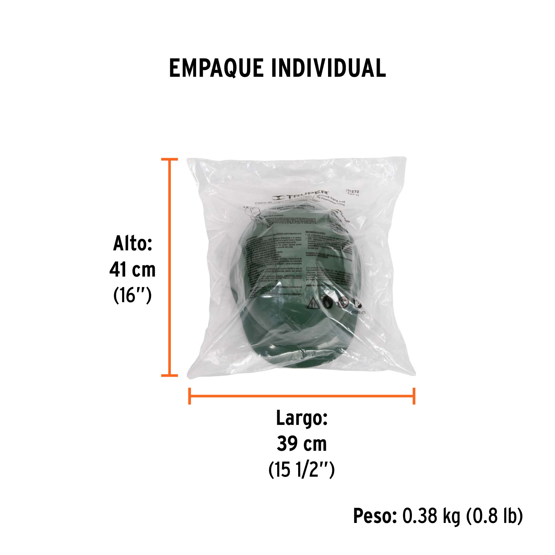 Casco de seguridad ventilado, ajuste de matraca, verde - Empaque
