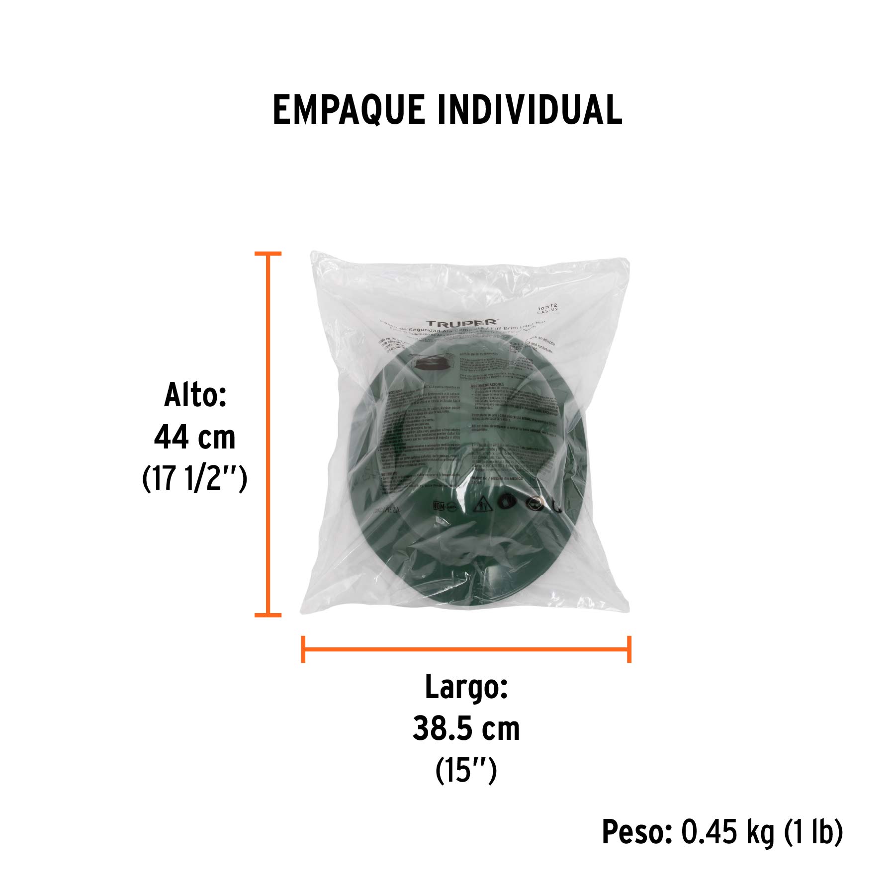 Casco de seguridad ala ancha, verde, TRUPER - Empaque