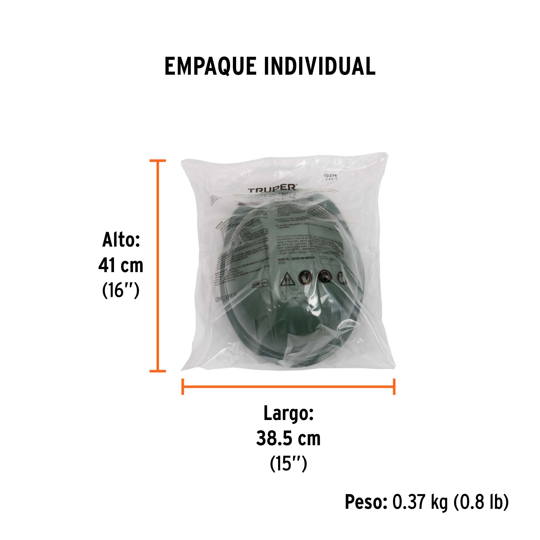 Casco de seguridad, ajuste de matraca, verde, TRUPER - Empaque