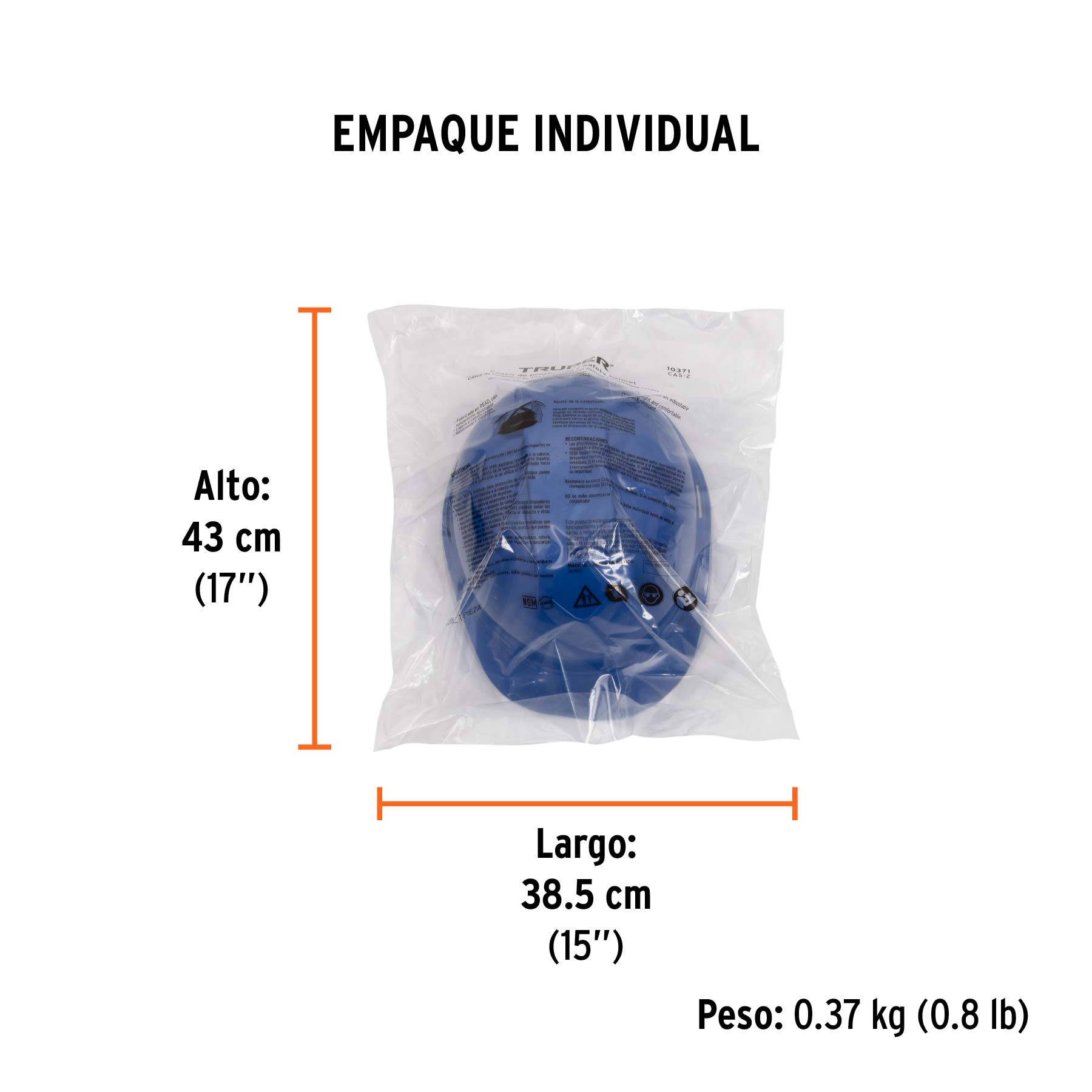 Casco de seguridad, ajuste de matraca, azul, TRUPER - Empaque