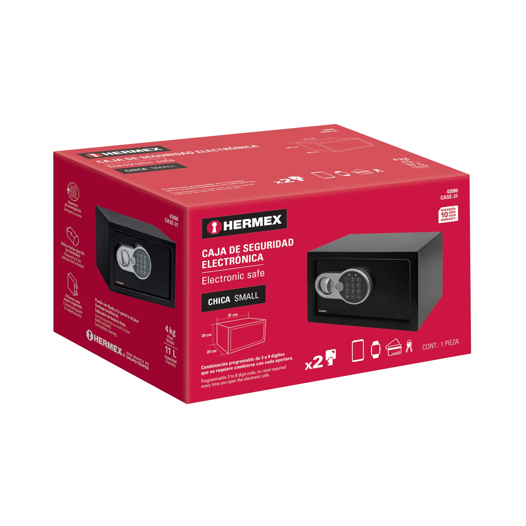 Caja de seguridad electrónica, chica, HERMEX