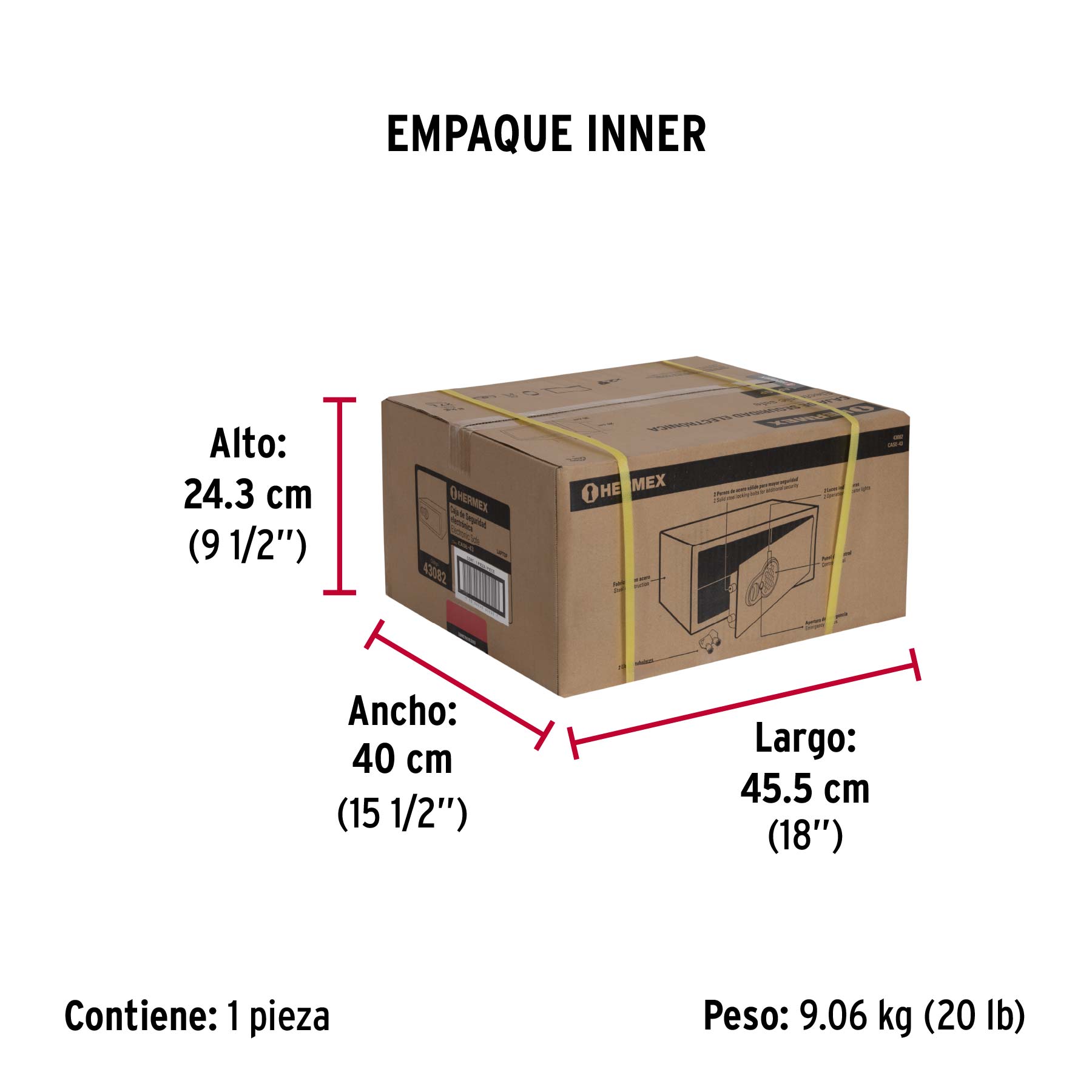 Caja de seguridad electrónica, Laptop, HERMEX - Empaque