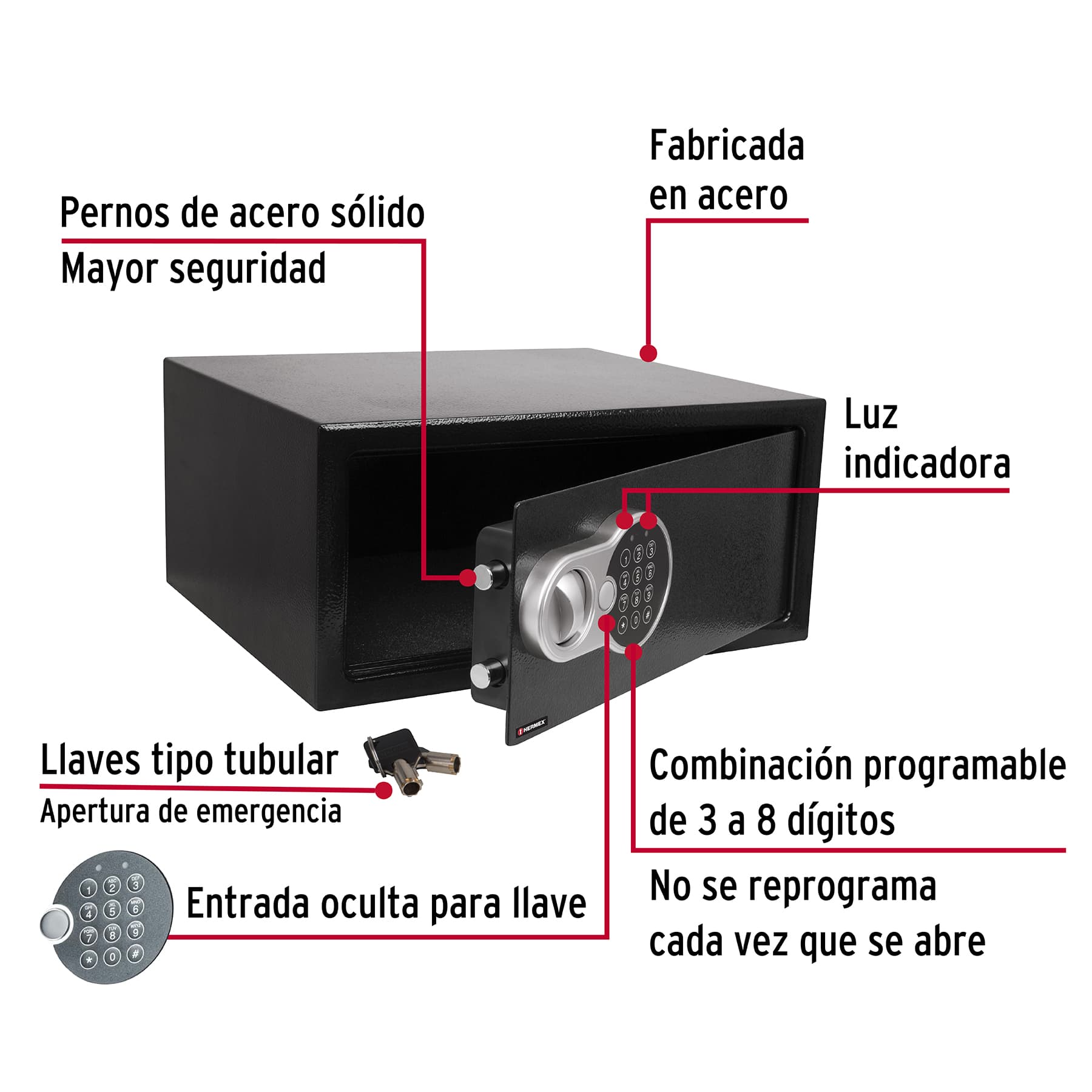 Caja de seguridad electrónica, Laptop, HERMEX