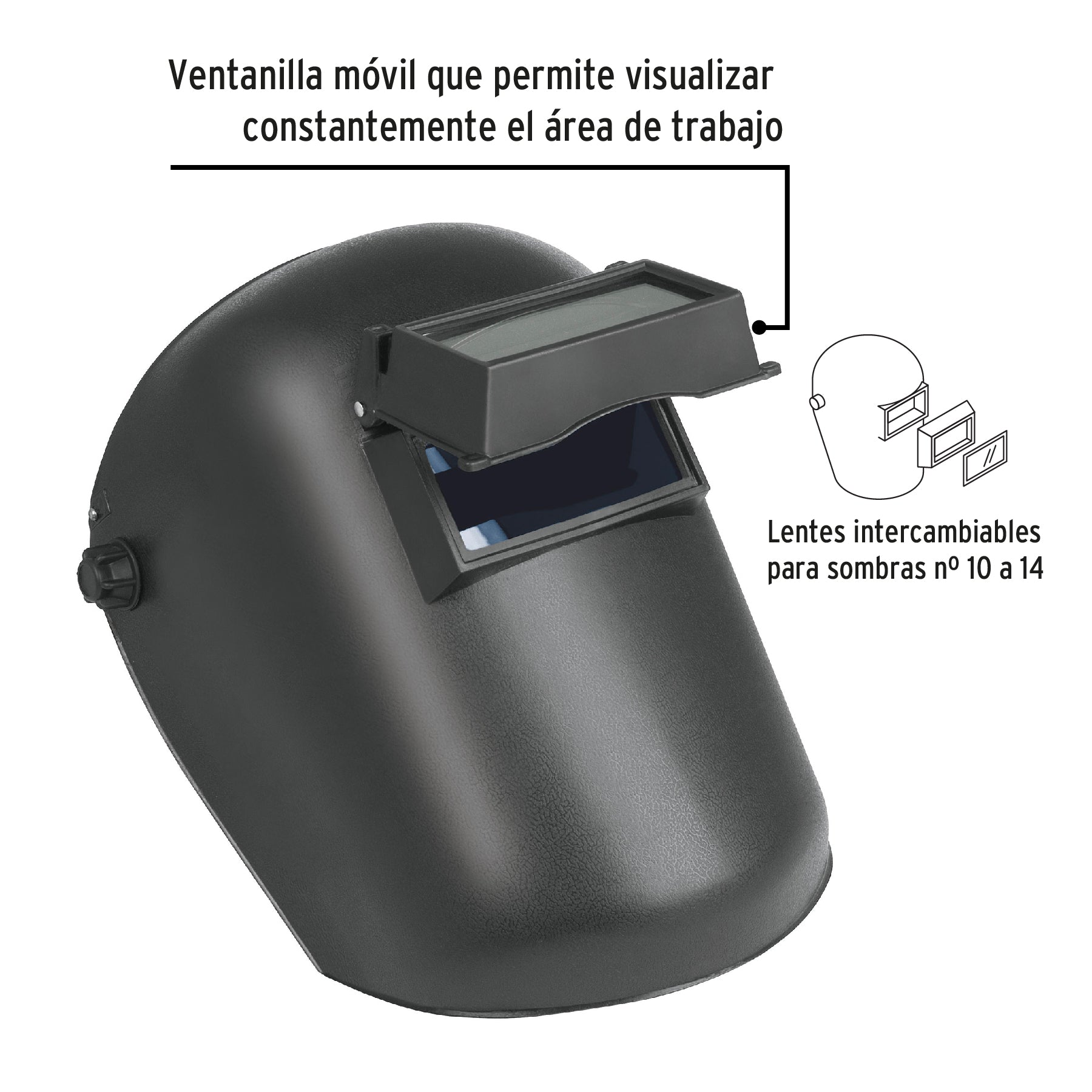 Careta para soldar con lente abatible, sombra 11, PRETUL