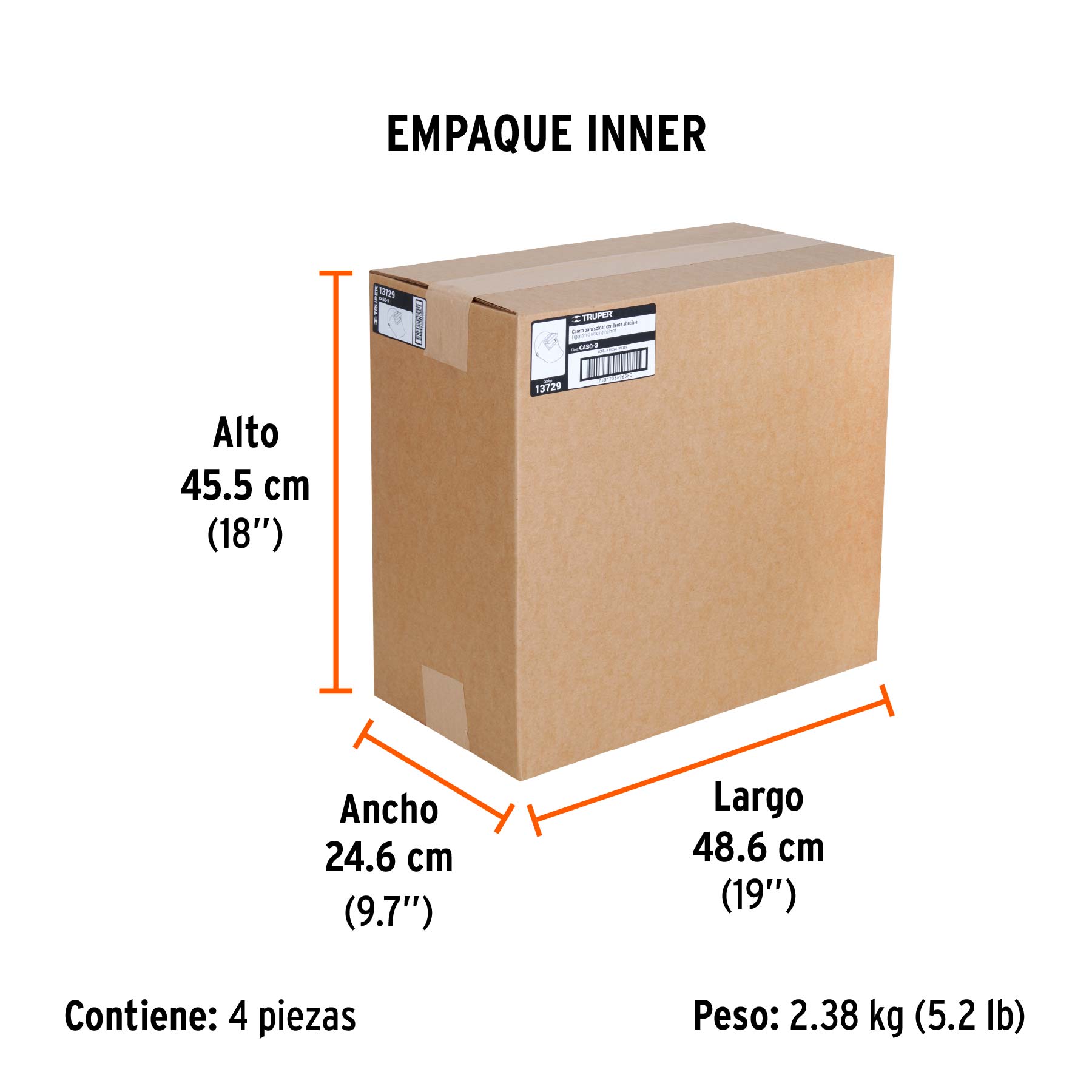 Careta para soldar con lente abatible, sombra 11, TRUPER - Empaque