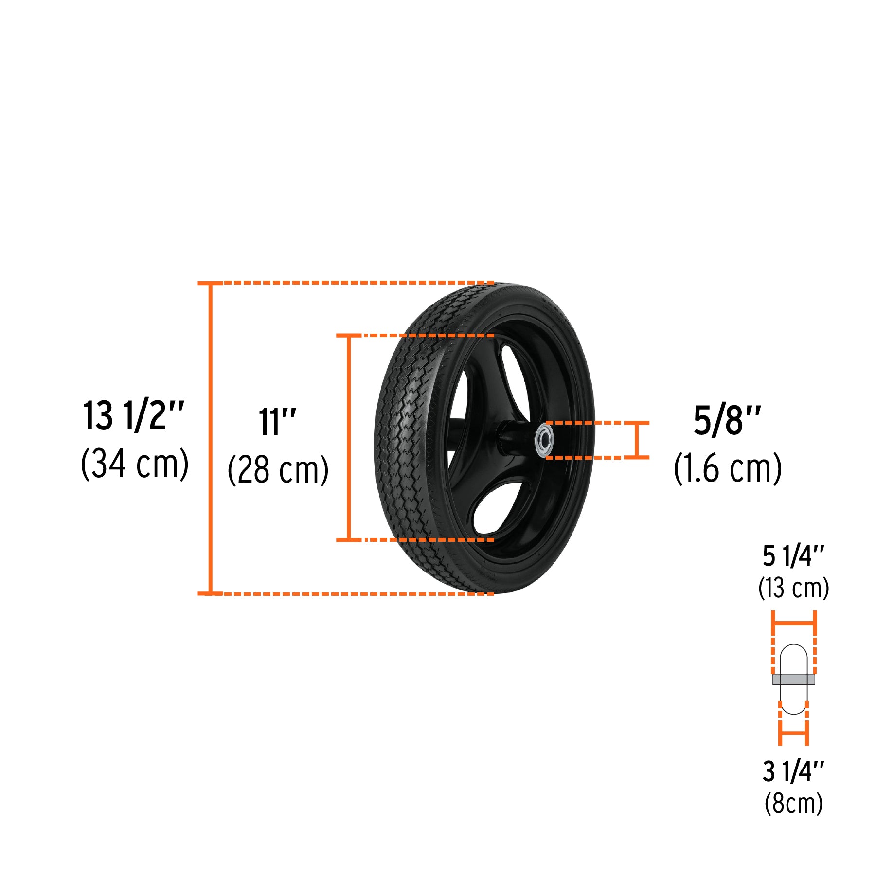 Carretilla 5 ft3 Llanta sólida, bastidor tubular, TRUPER
