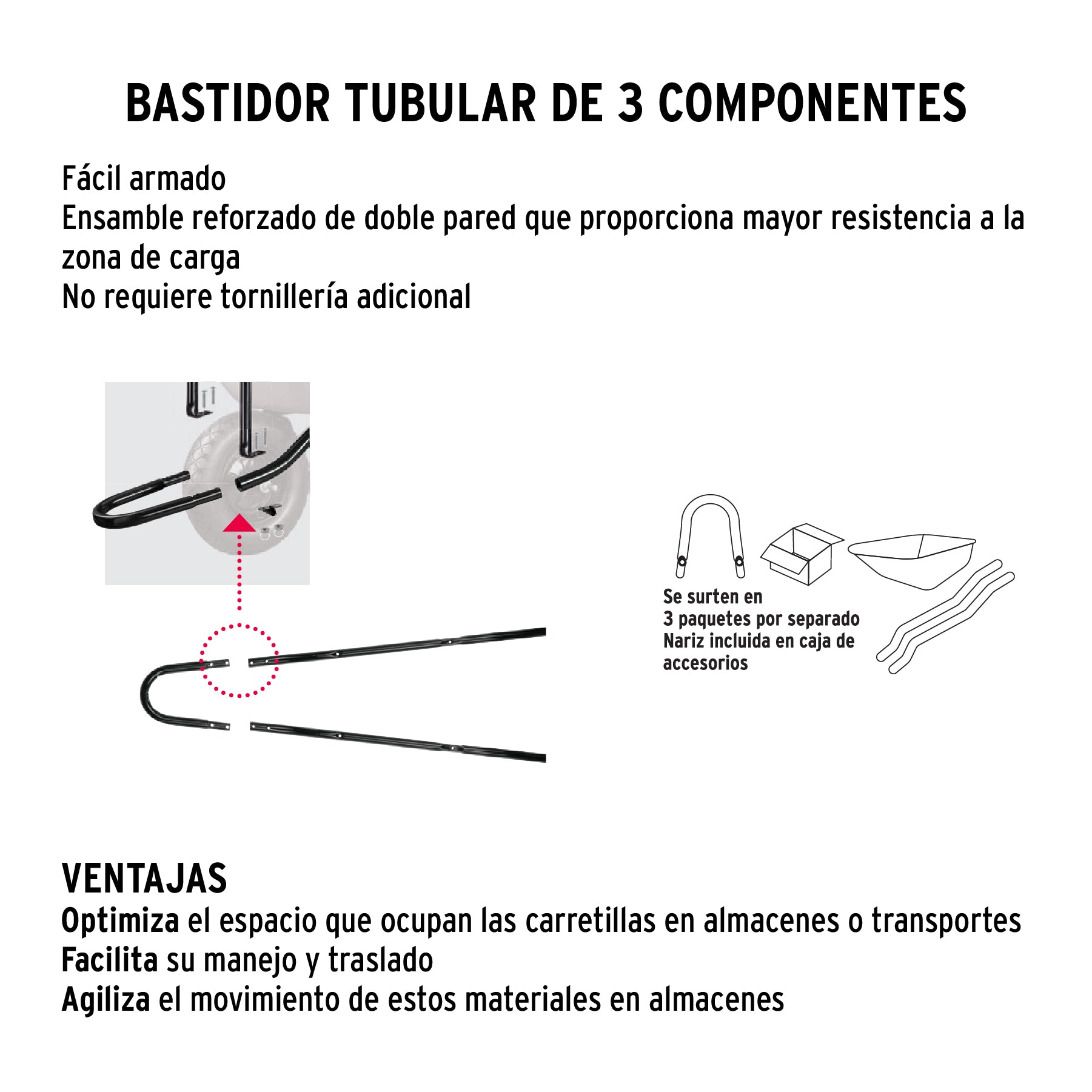Carretilla 5 ft3 Llanta sólida, bastidor tubular, TRUPER