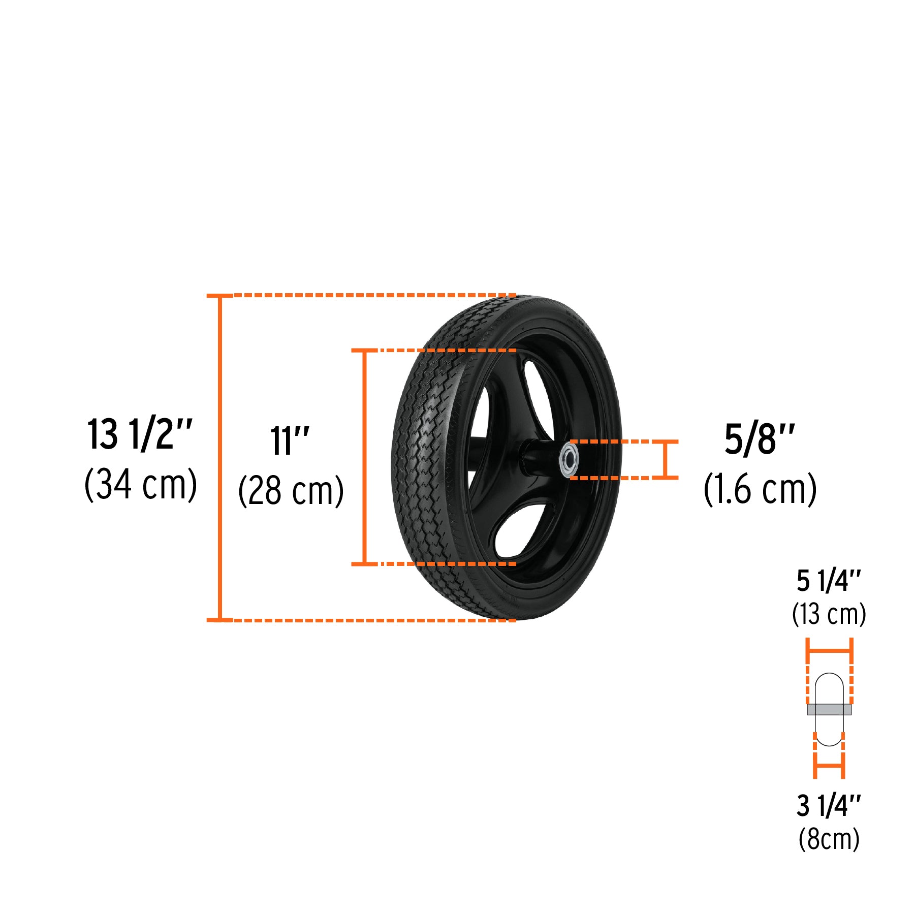 Carretilla 4.5 ft3 Llanta sólida, bastidor tubular, TRUPER