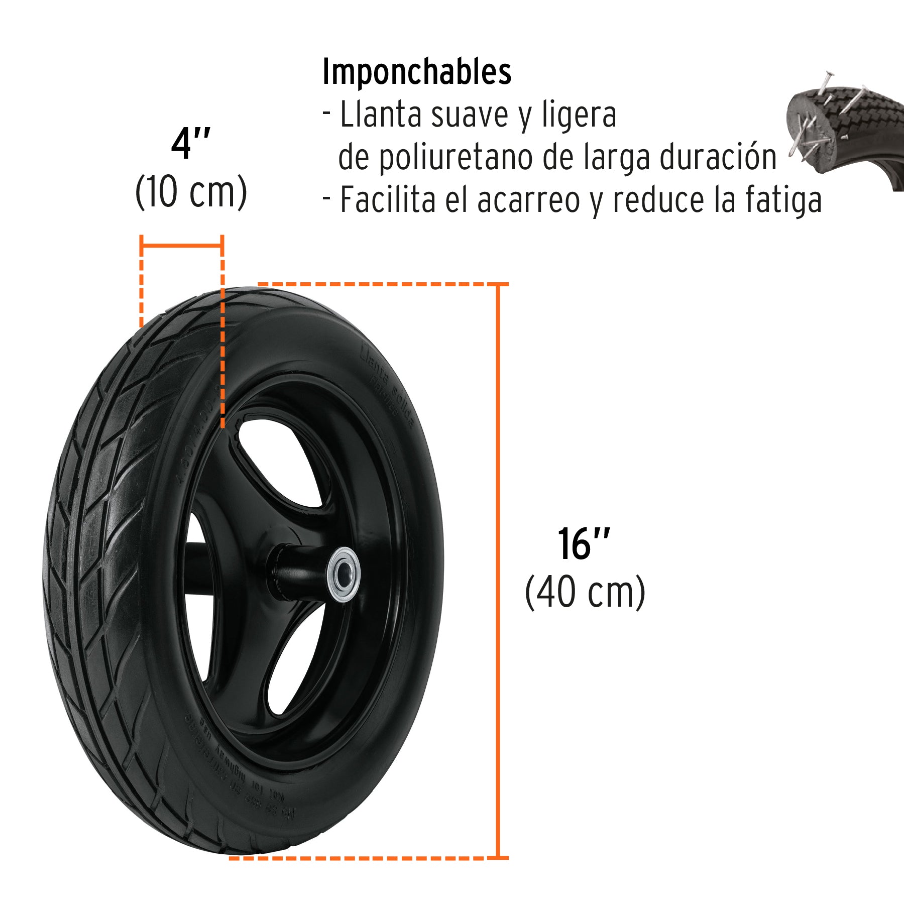 Carretilla 4.75 ft3 angosta, Imponchable, tubular, TRUPER