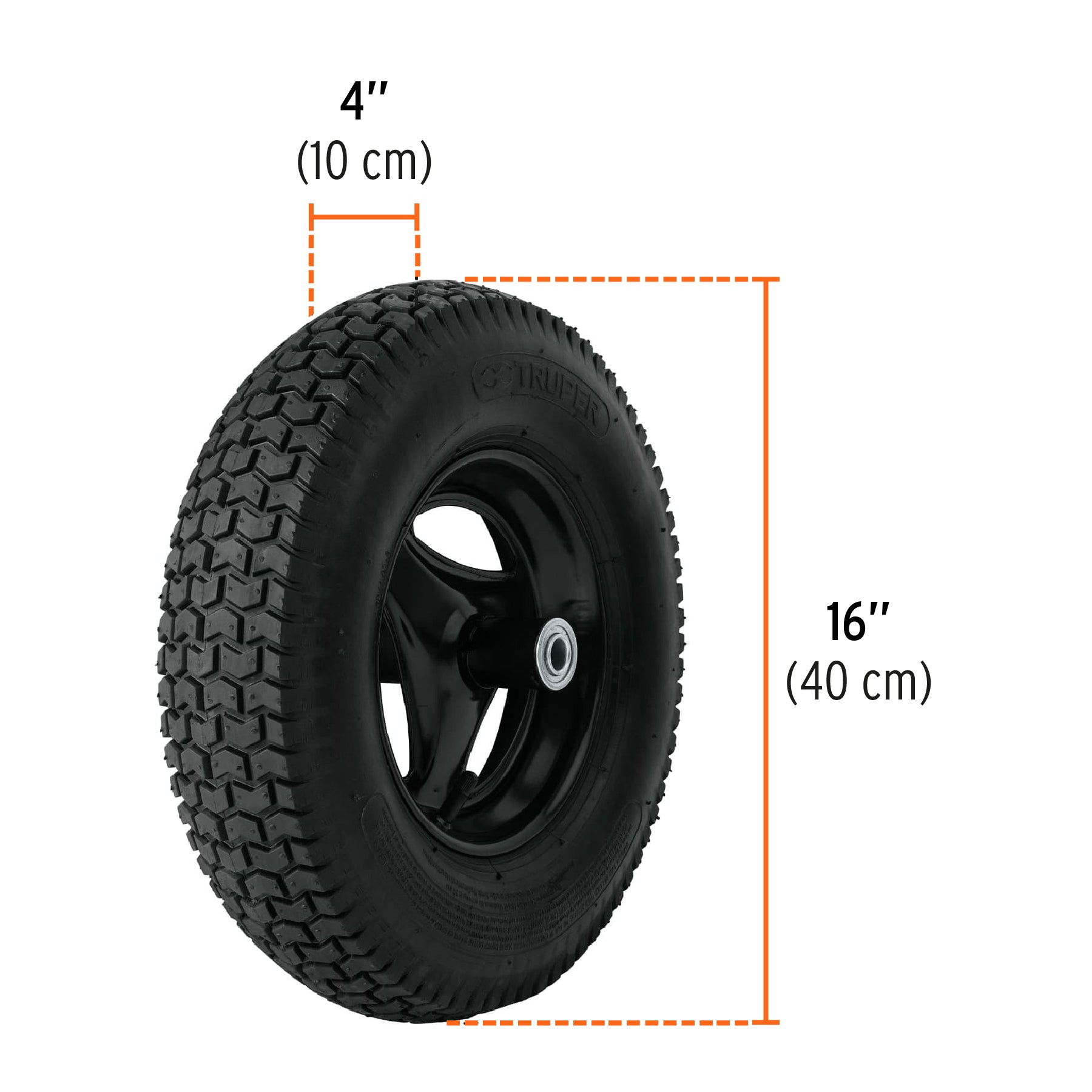 Carretilla 4.75 ft3 angosta, neumática, tubular, TRUPER