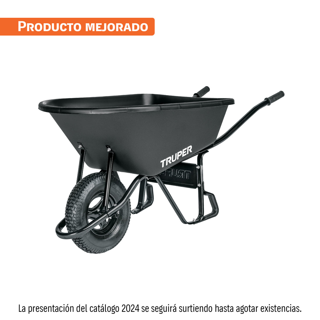 Carretilla concha plástica 6 ft3 Neumática, bastidor tubular