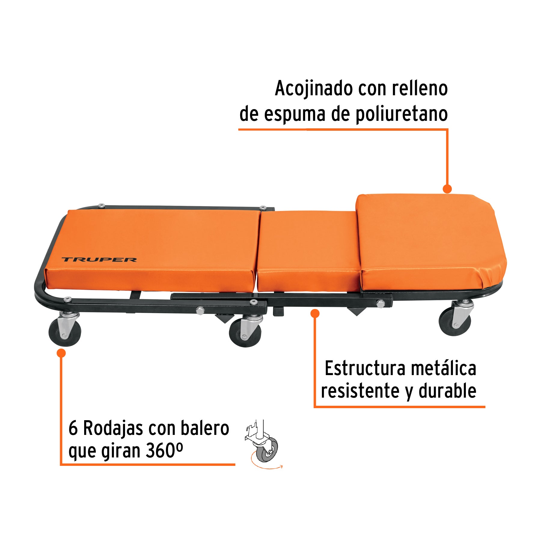 Cama / banco de 36" para mecánico, TRUPER