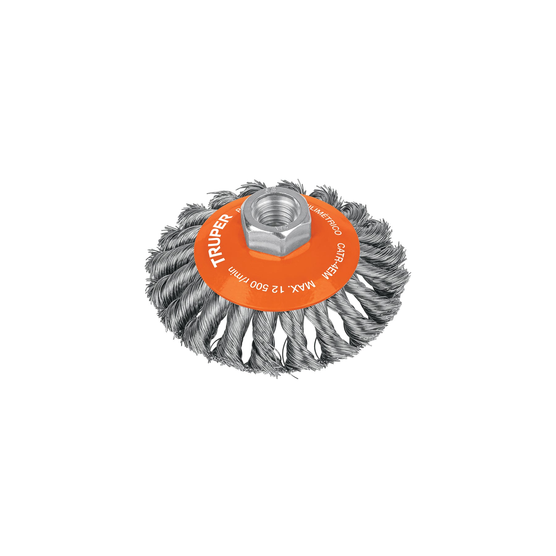 Carda tipo cónico 4" alambre trenzado, multi-rosca, TRUPER