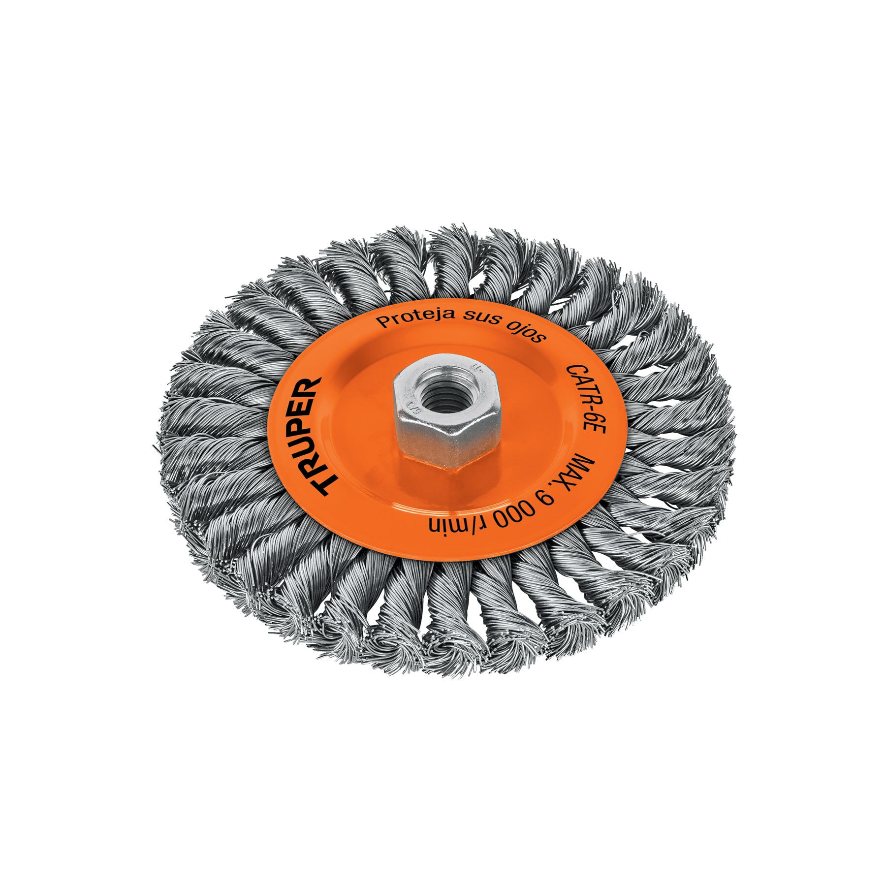 Carda circular 6" alambre trenzado, eje 5/8"-11, TRUPER