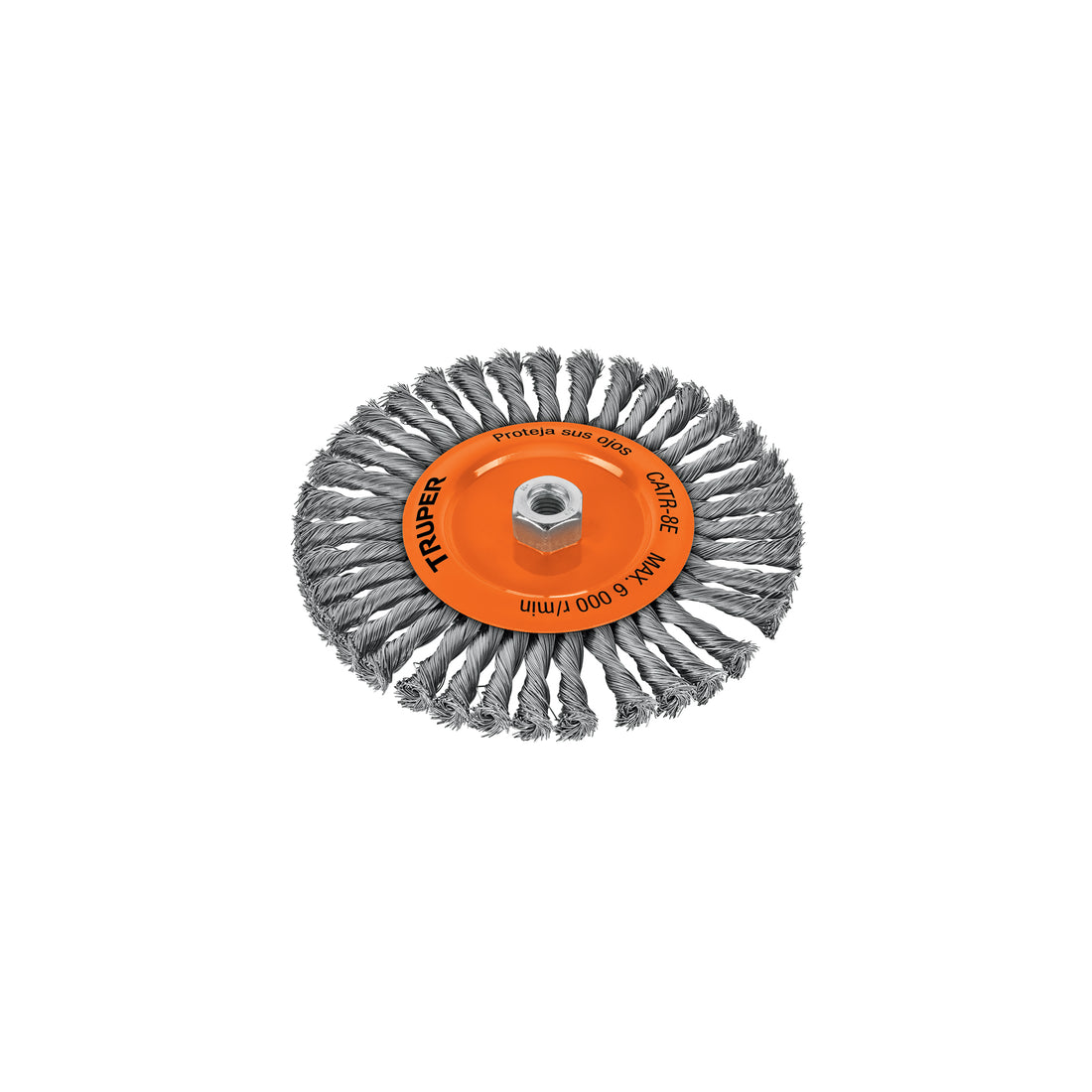 Carda circular 8" alambre trenzado, eje 5/8"-11, TRUPER