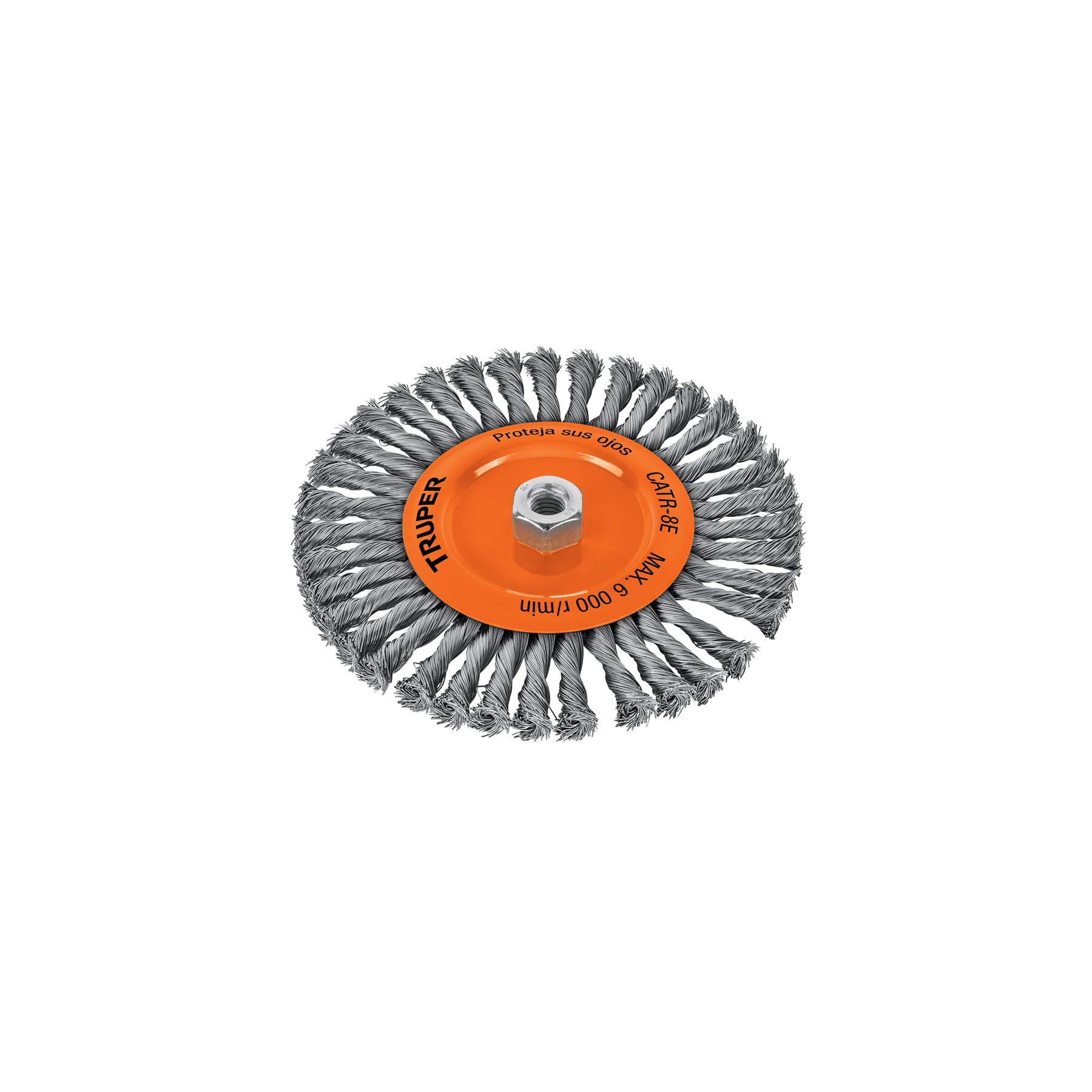 Carda circular 8" alambre trenzado, eje 5/8"-11, TRUPER