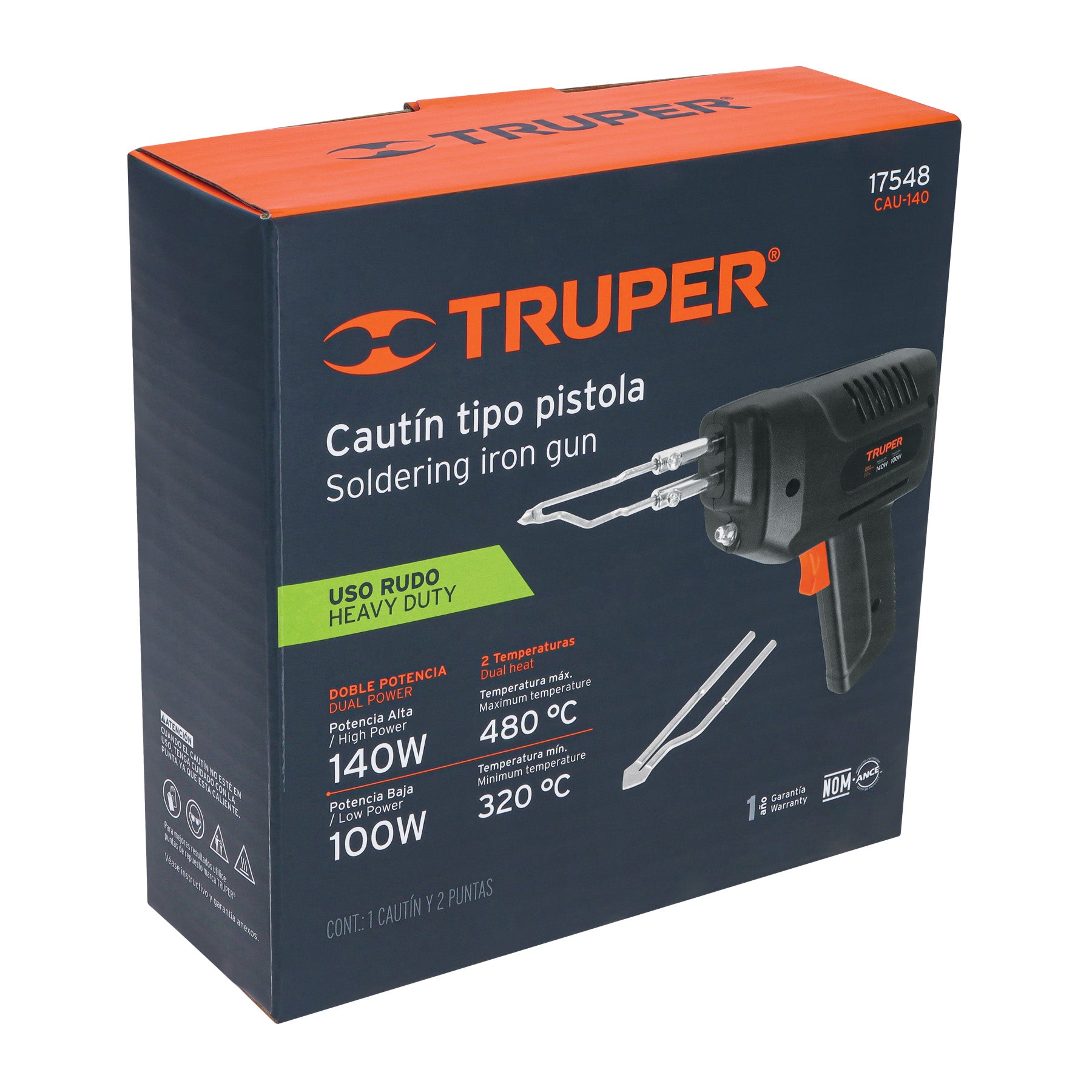 Cautín 140 W tipo pistola con 2 temperaturas, TRUPER