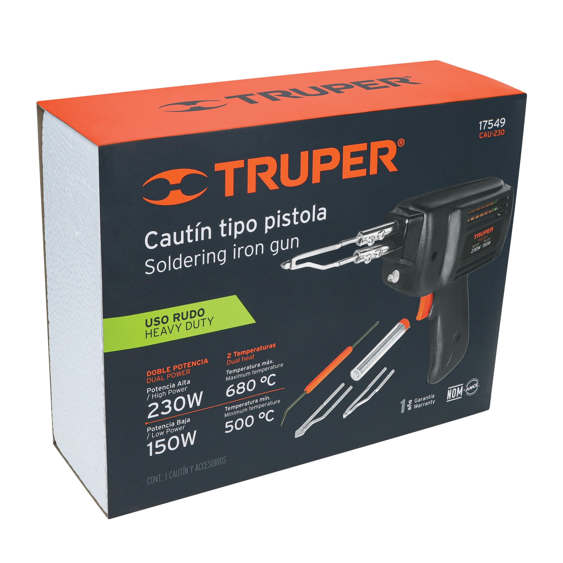 Cautín 230 W tipo pistola con 2 temperaturas, TRUPER