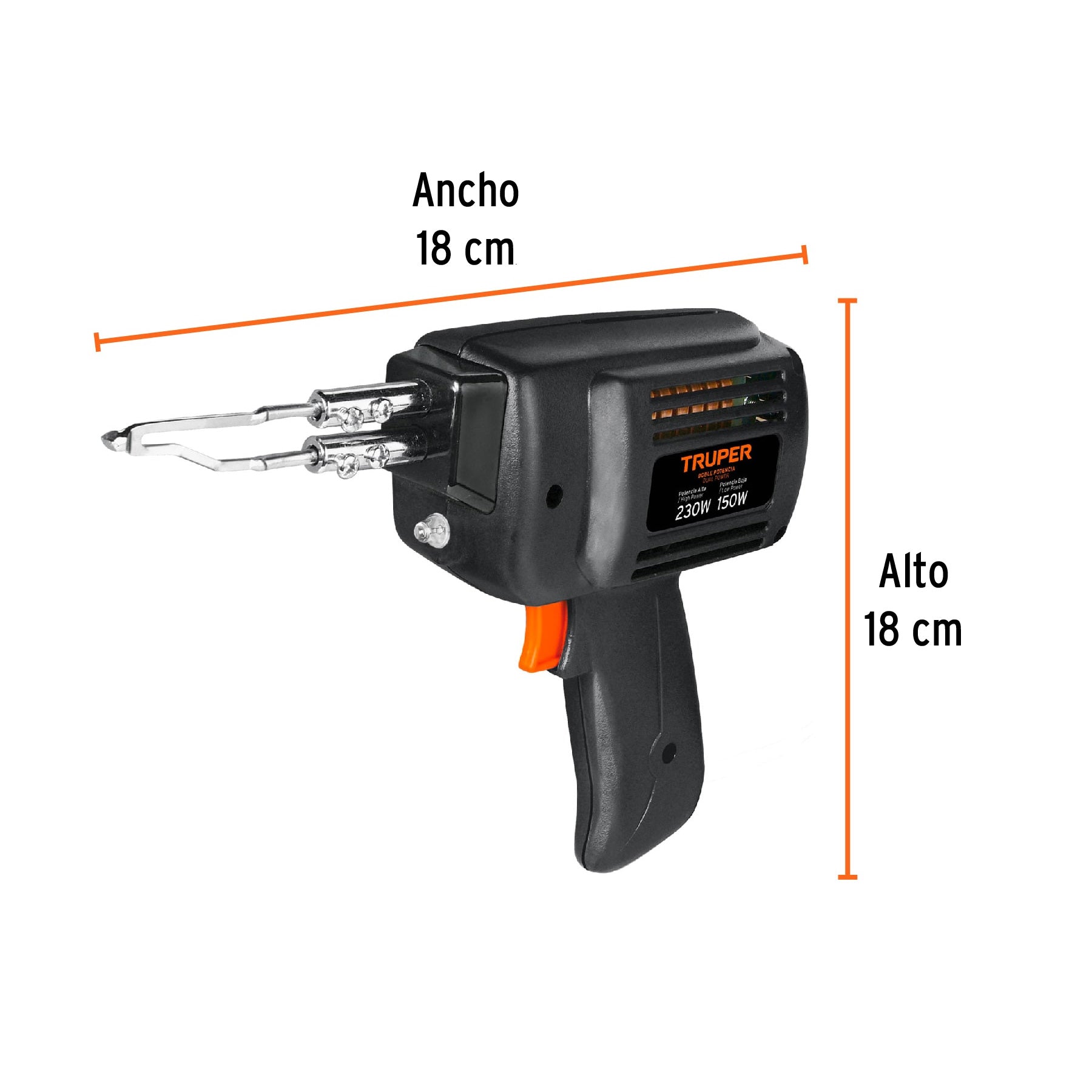 Cautín 230 W tipo pistola con 2 temperaturas, TRUPER