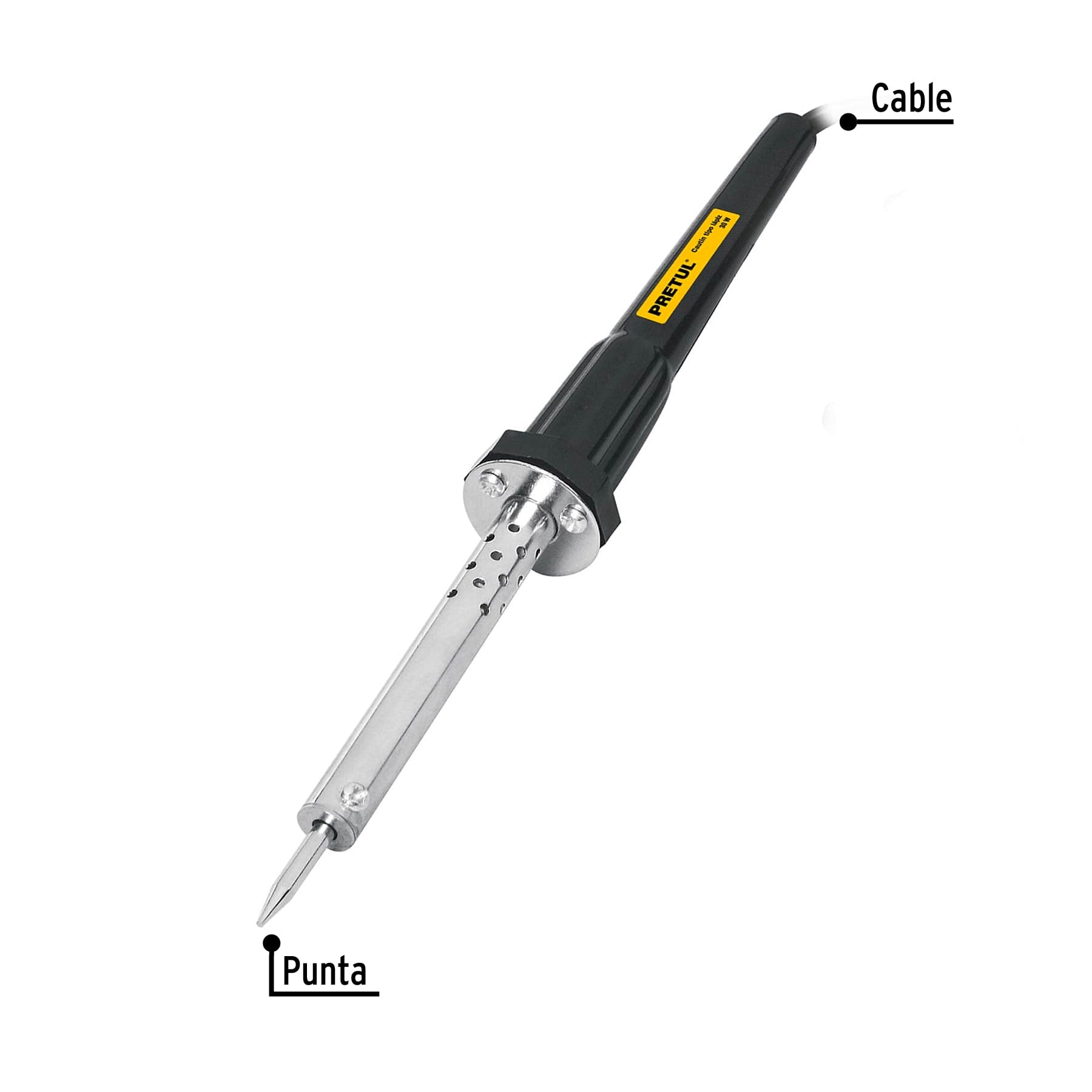 Cautín 30 W tipo lápiz para trabajo ligero, PRETUL