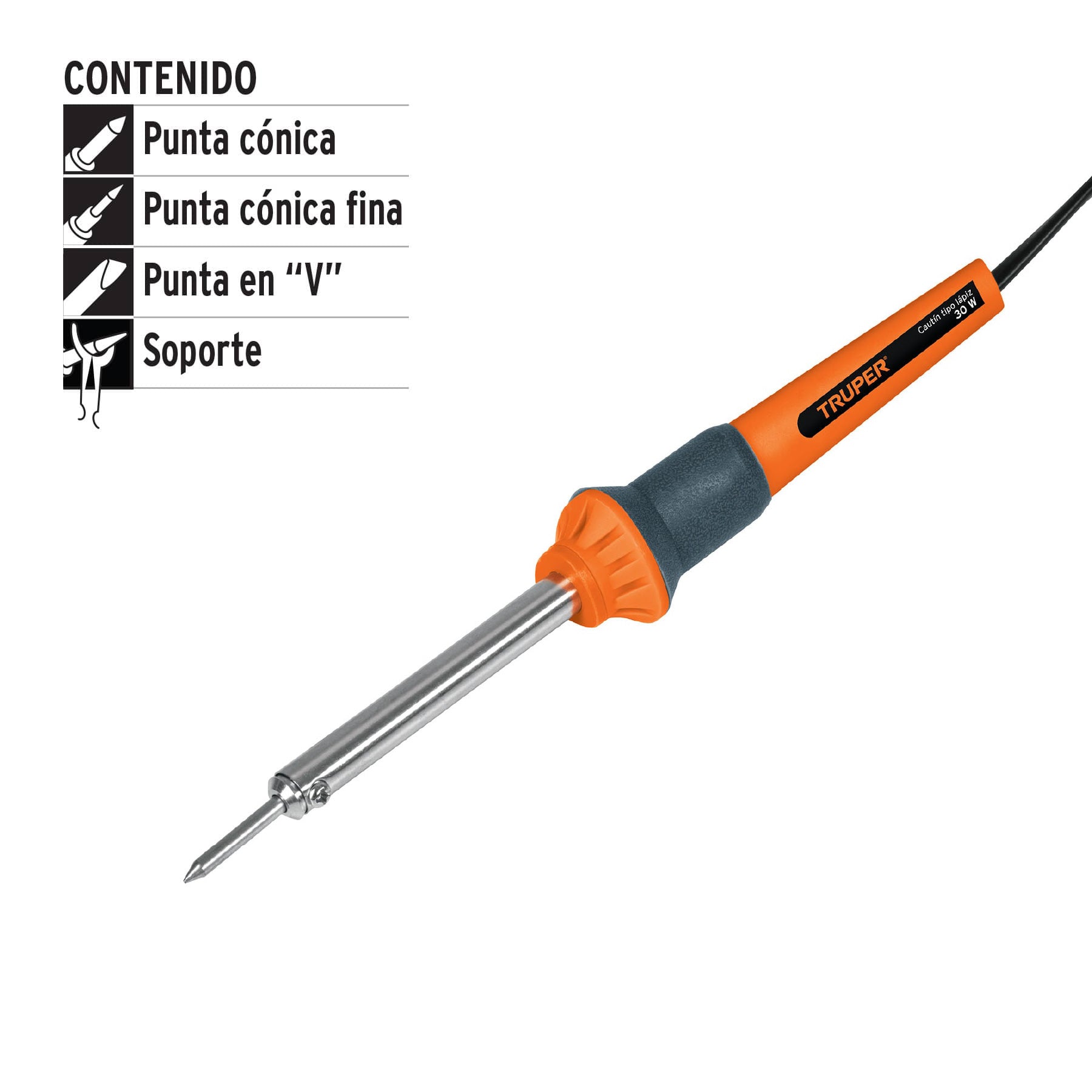 Cautín 30 W tipo lápiz para trabajo ligero, TRUPER