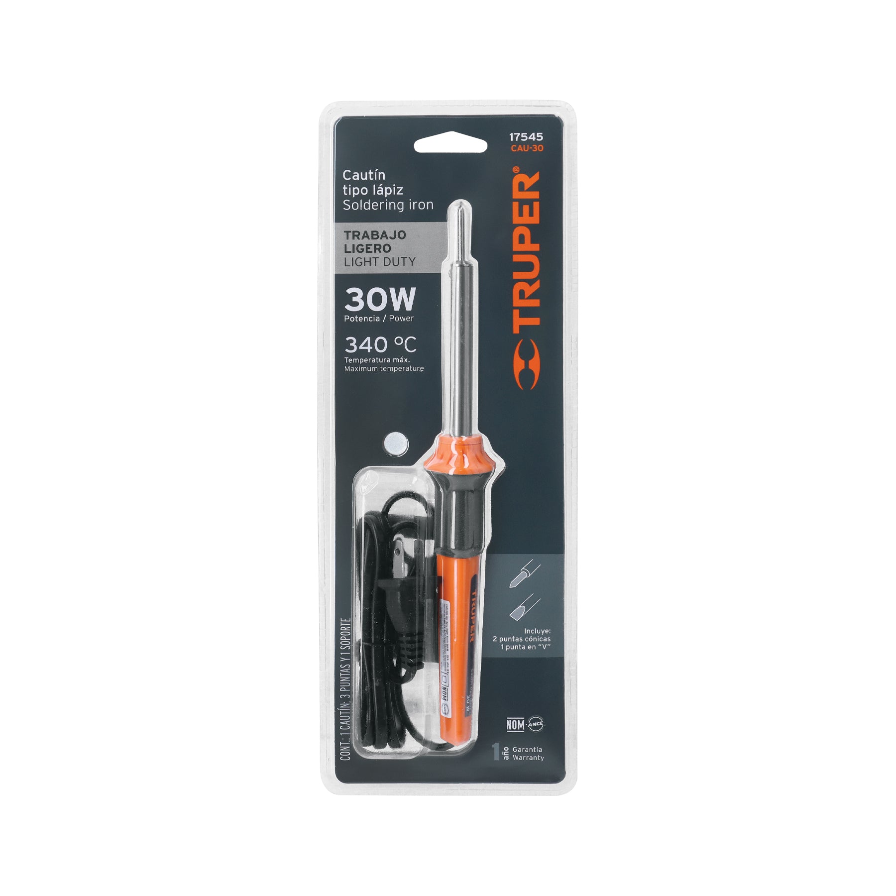 Cautín 30 W tipo lápiz para trabajo ligero, TRUPER