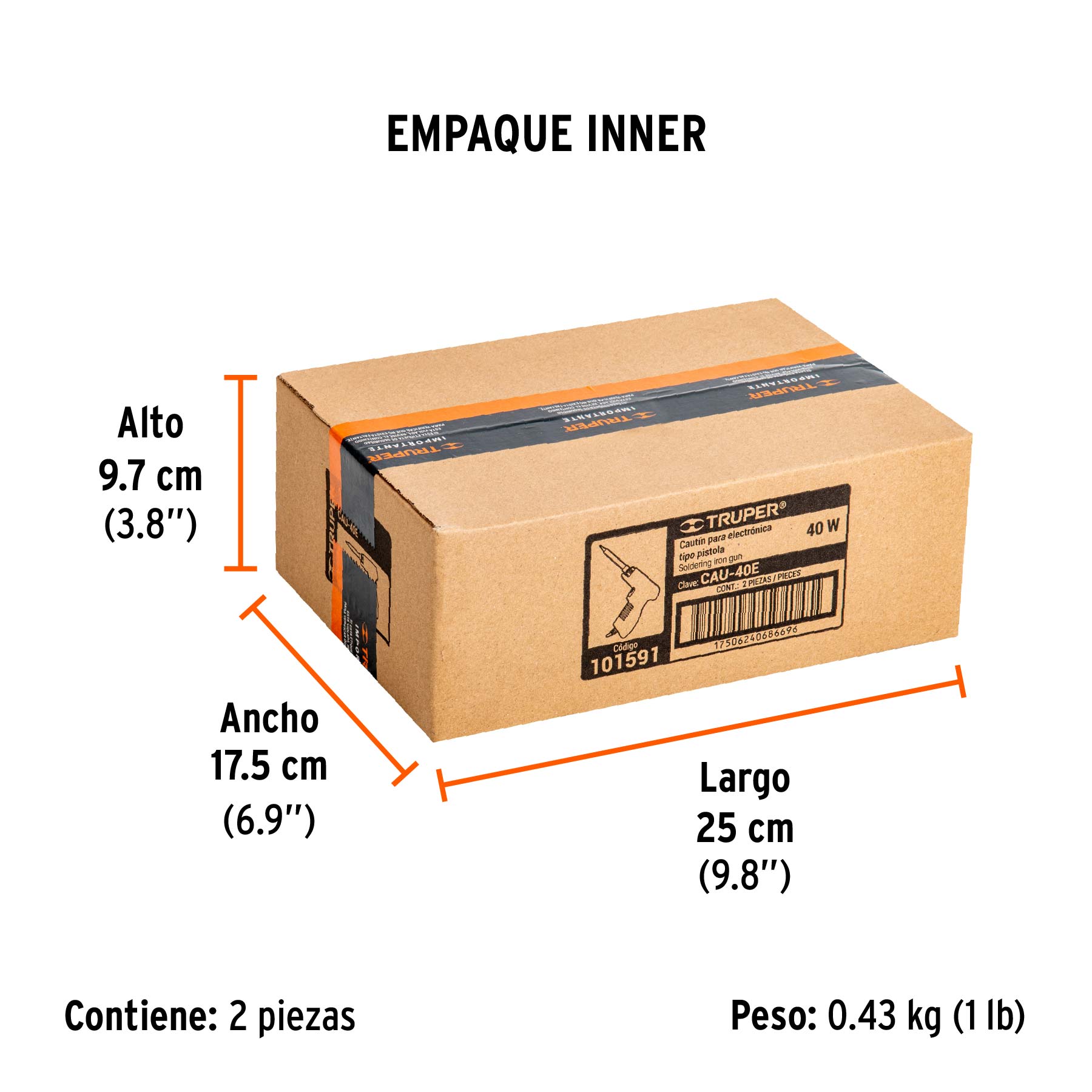 Cautín 40 W profesional tipo pistola para electrónica - Empaque
