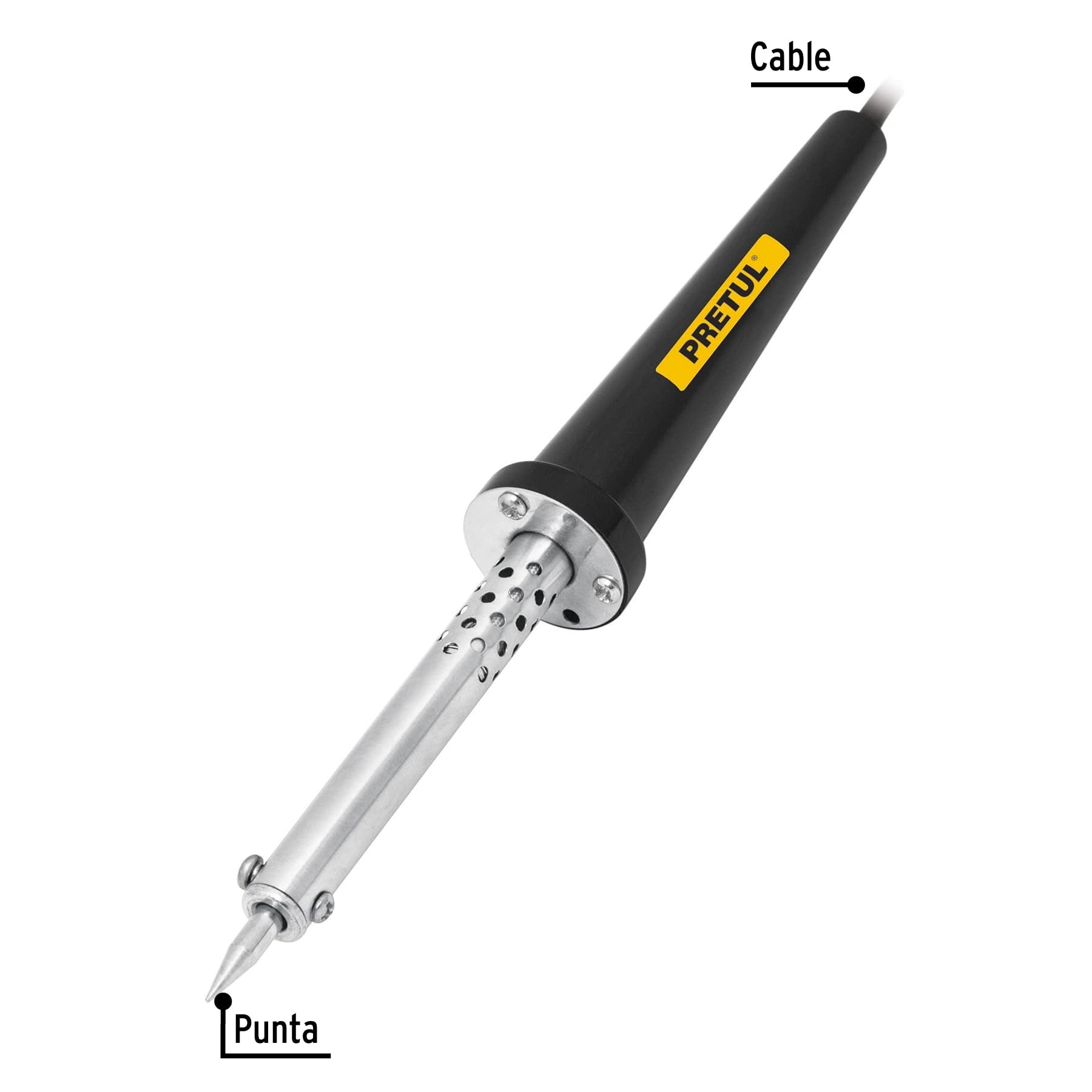 Cautín 45 W tipo lápiz para trabajo medio, PRETUL
