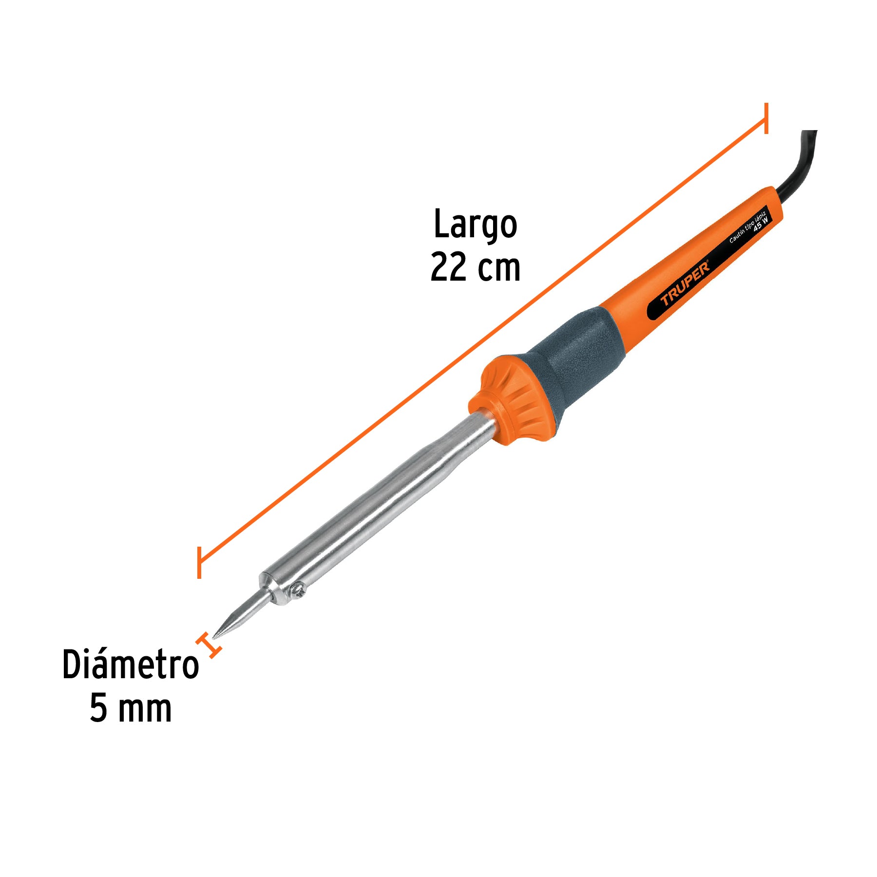 Cautín 45 W tipo lápiz para trabajo medio, TRUPER