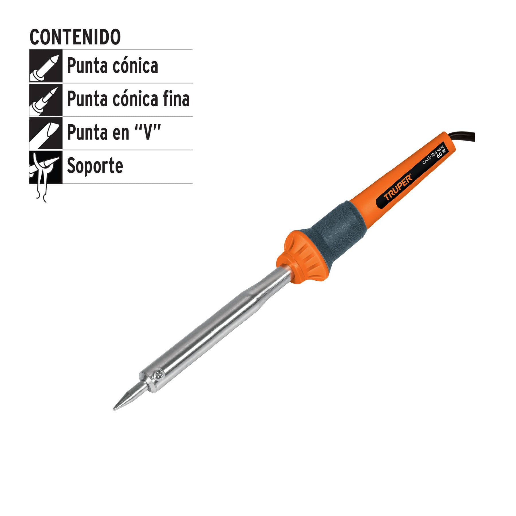Cautín 60 W tipo lápiz para trabajo pesado, TRUPER