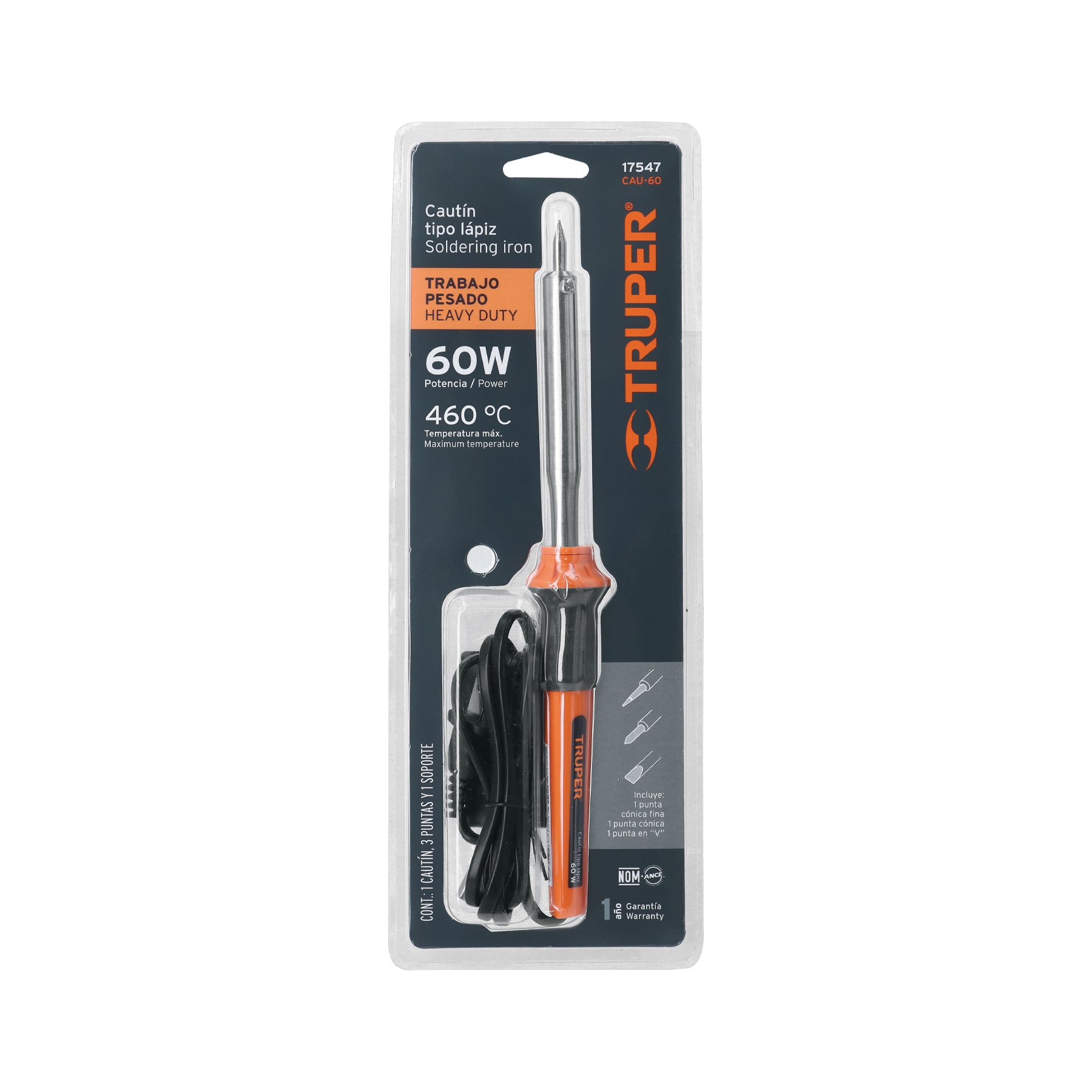 Cautín 60 W tipo lápiz para trabajo pesado, TRUPER