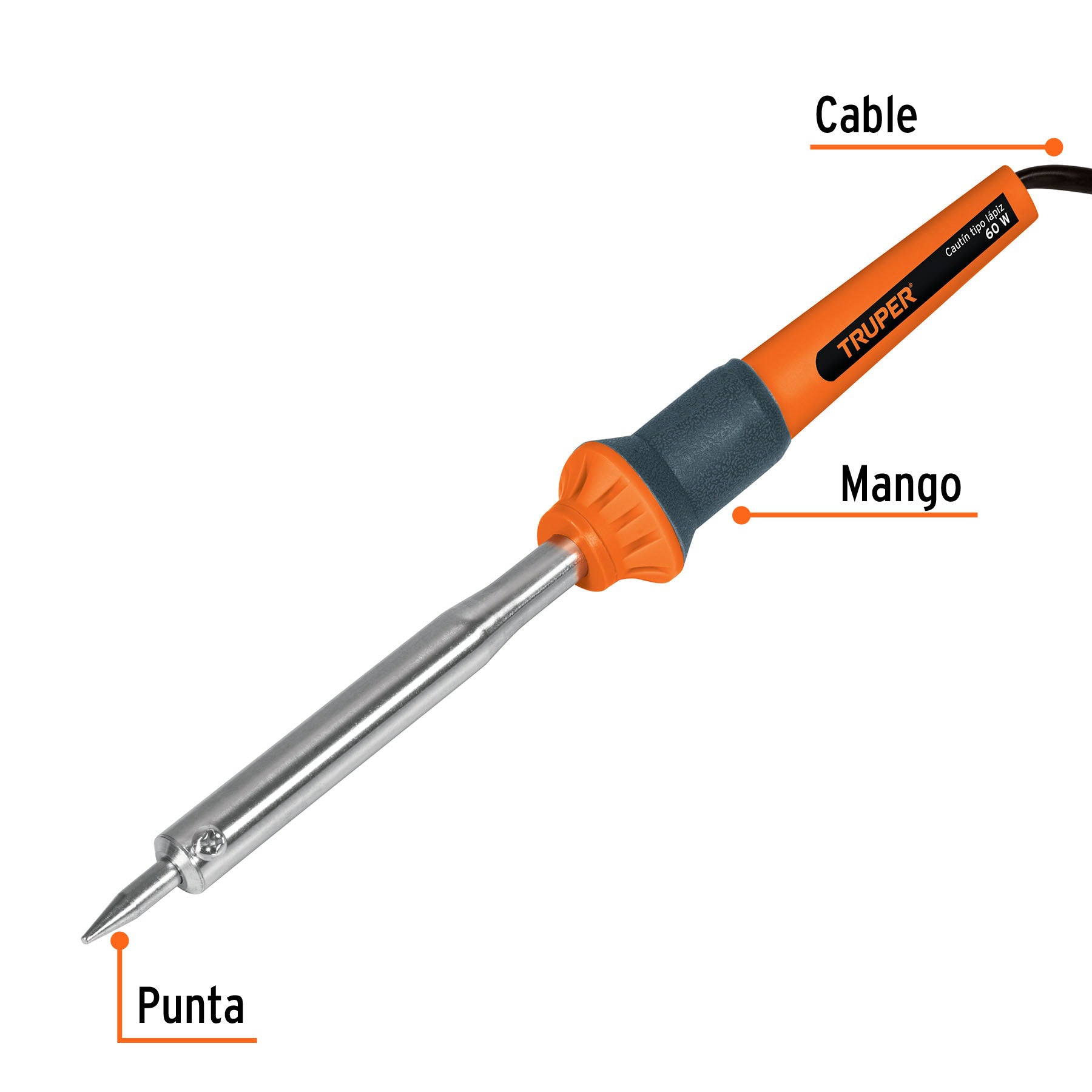 Cautín 60 W tipo lápiz para trabajo pesado, TRUPER