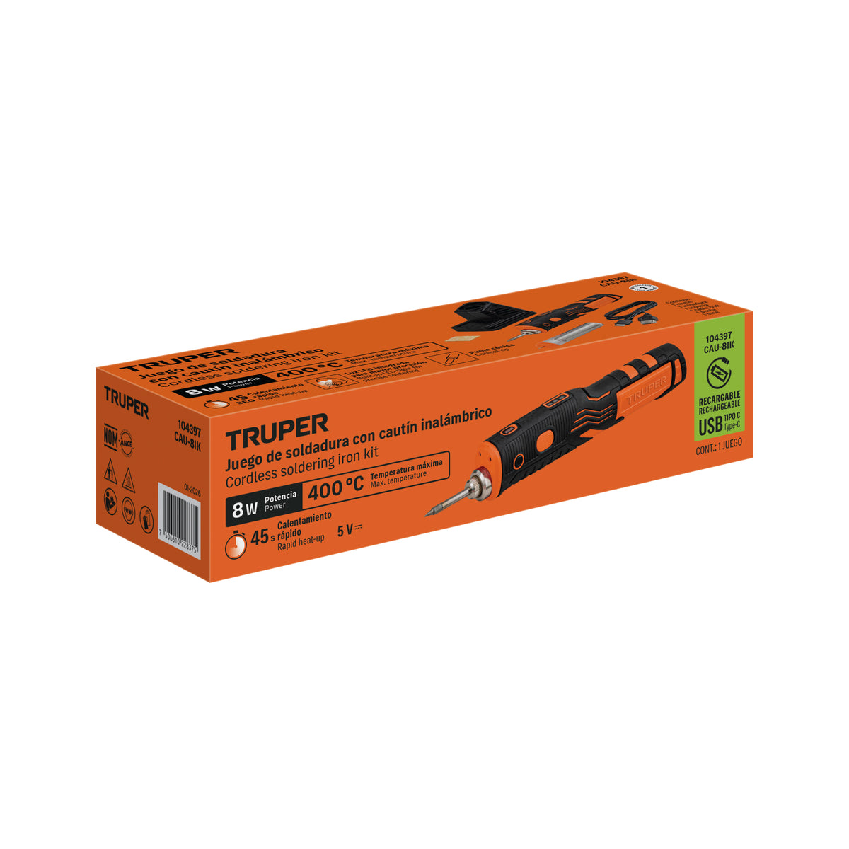 Kit soldadura electrónica con cautín 8W, inalámbrico, TRUPER