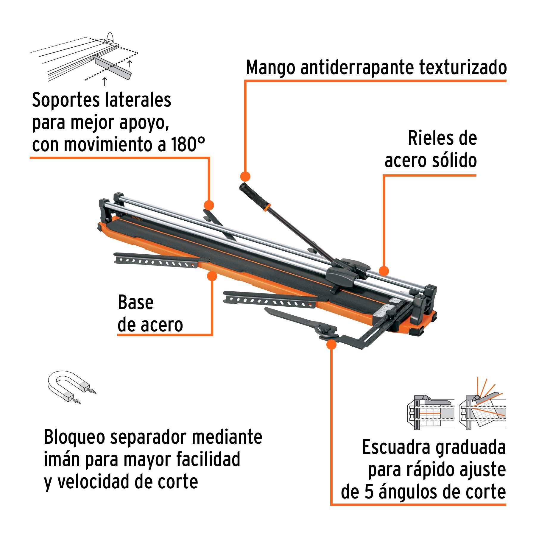 Cortador azulejo 40" (100cm) gran formato c/maletín, EXPERT