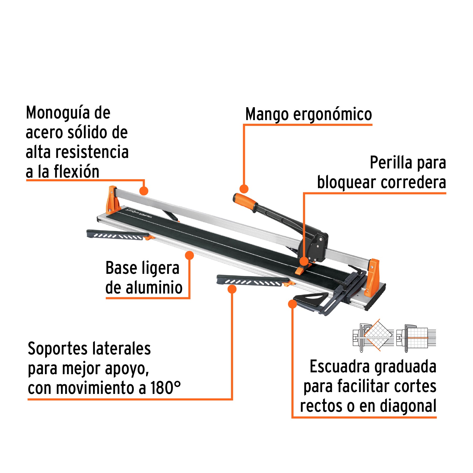 Cortador azulejo 47" (120cm) gran formato c/maletín, EXPERT