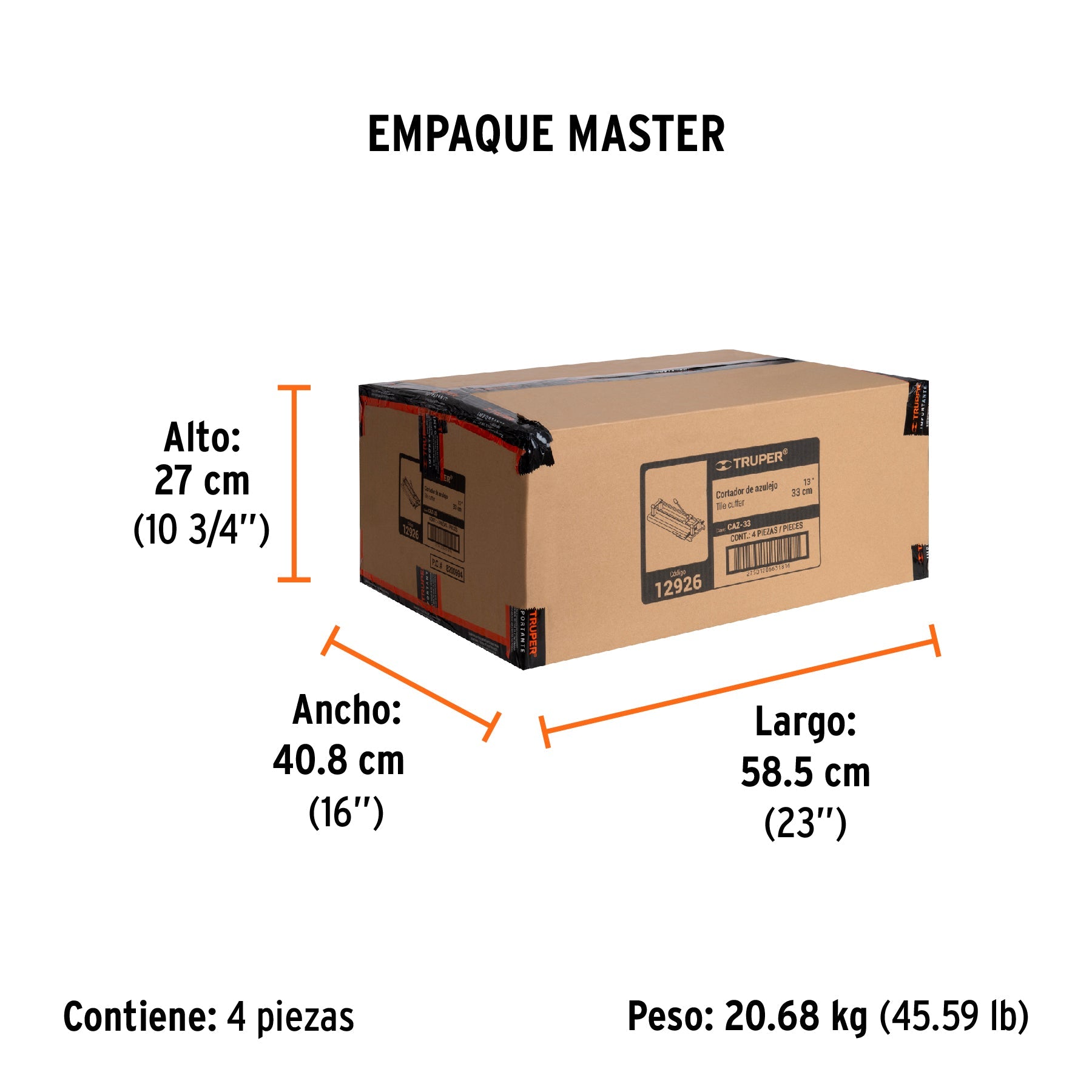 Cortador de azulejo de 13" (33 cm), TRUPER - Empaque