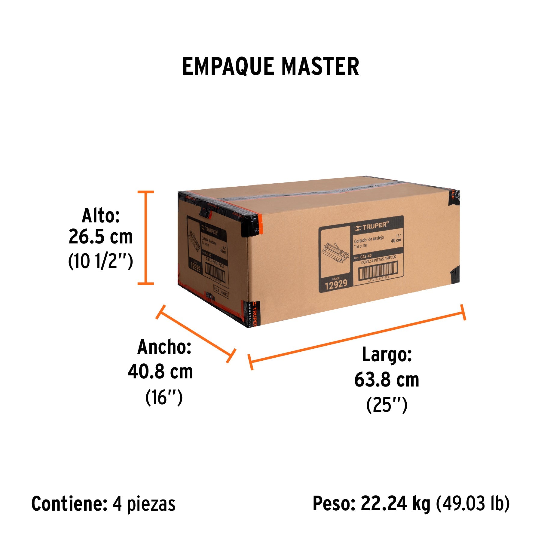 Cortador de azulejo de 16" (40 cm), TRUPER - Empaque