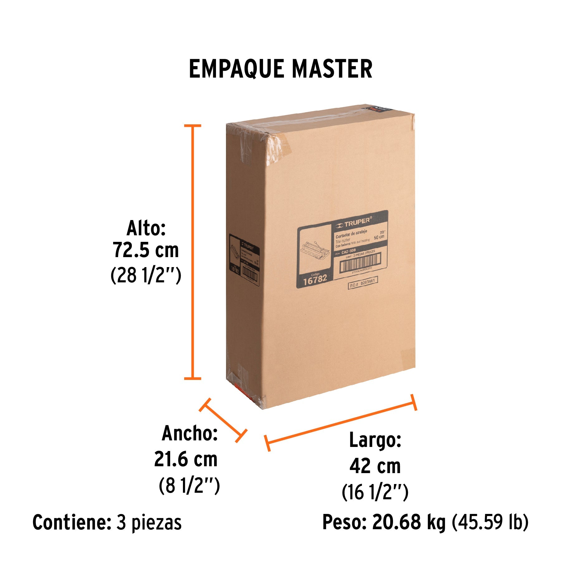 Cortador de azulejo 20" (50 cm) con baleros, TRUPER - Empaque