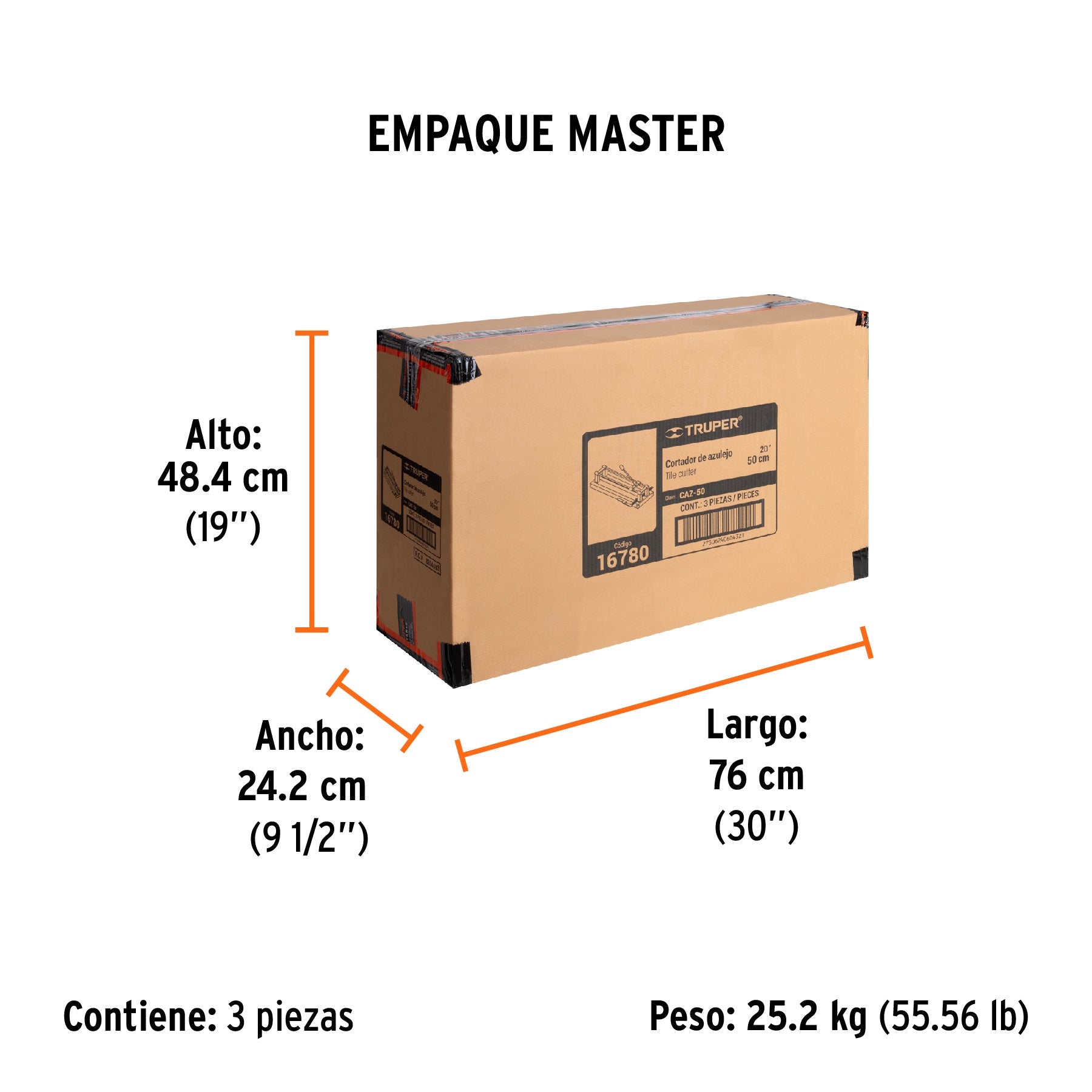 Cortador de azulejo de 20" (50 cm), TRUPER - Empaque