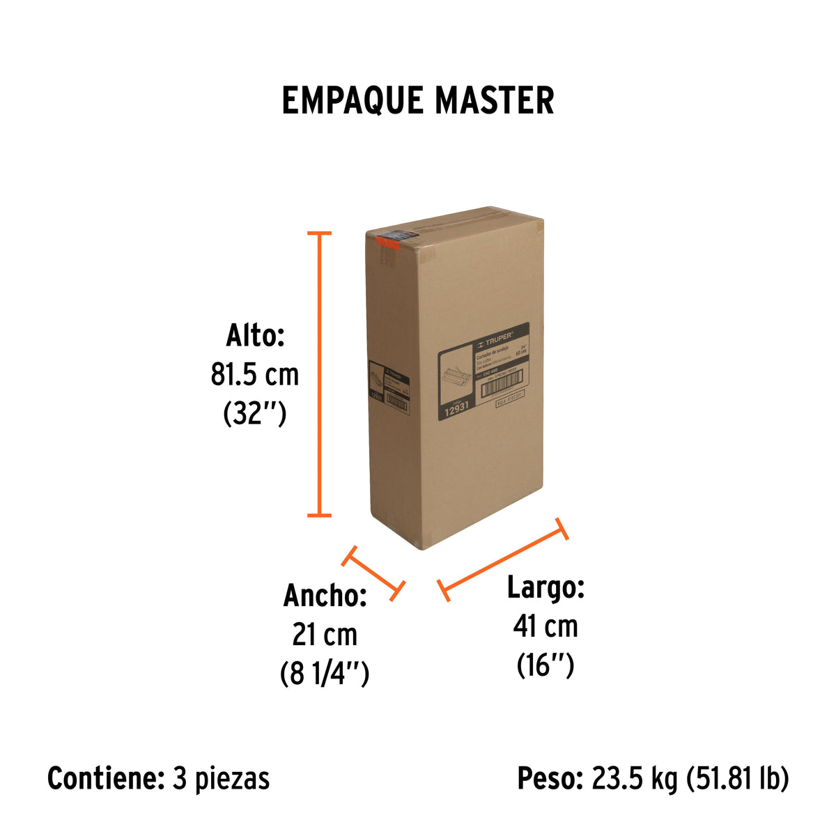 Cortador de azulejo 24" (60 cm) con baleros, TRUPER - Empaque