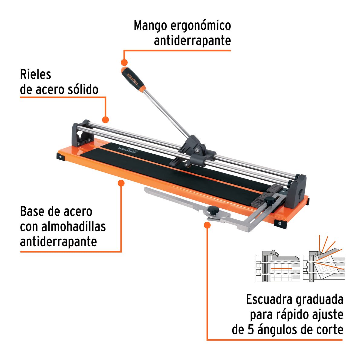 Cortador de azulejo 24" (60 cm) con baleros, TRUPER
