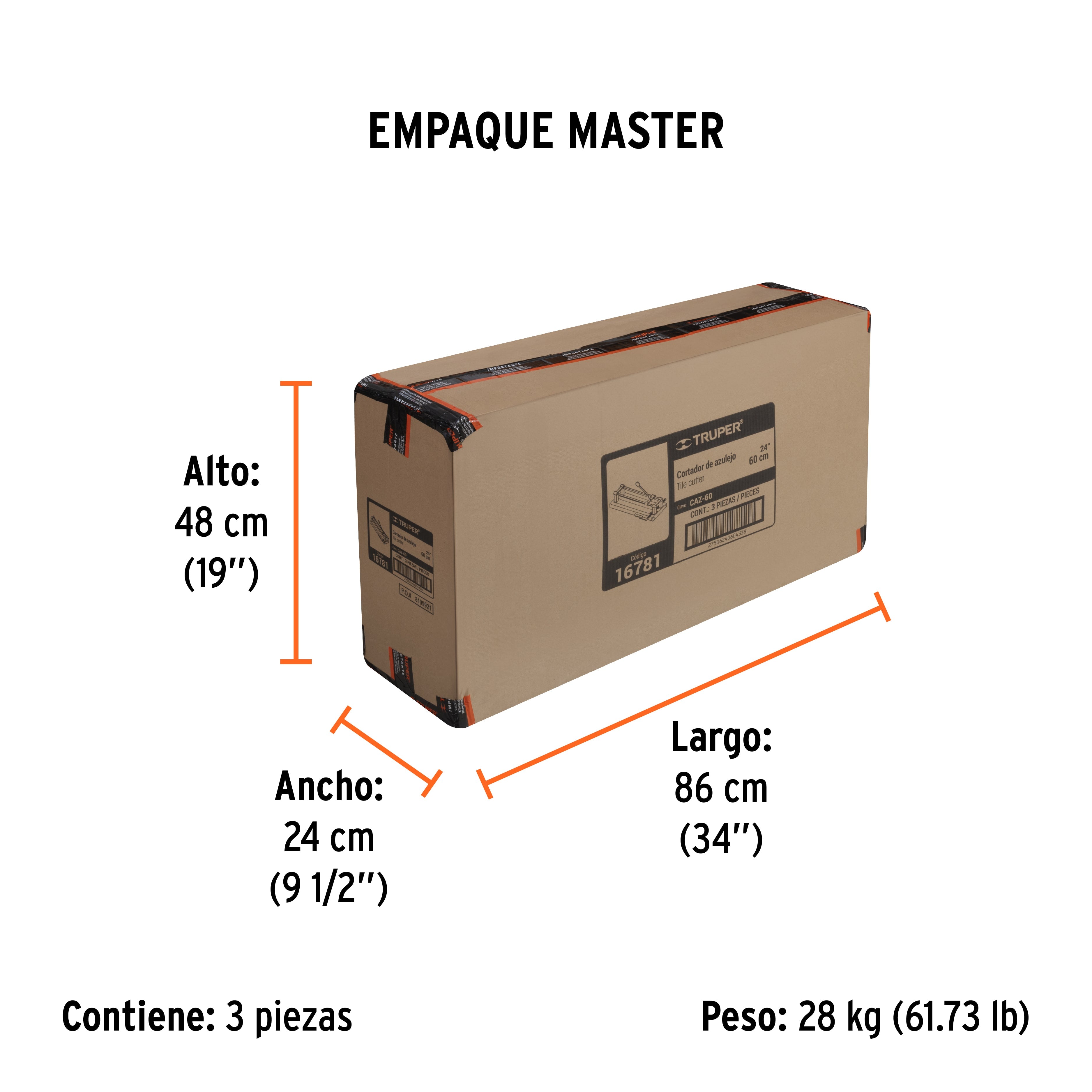 Cortador de azulejo de 24" (60 cm), TRUPER - Empaque