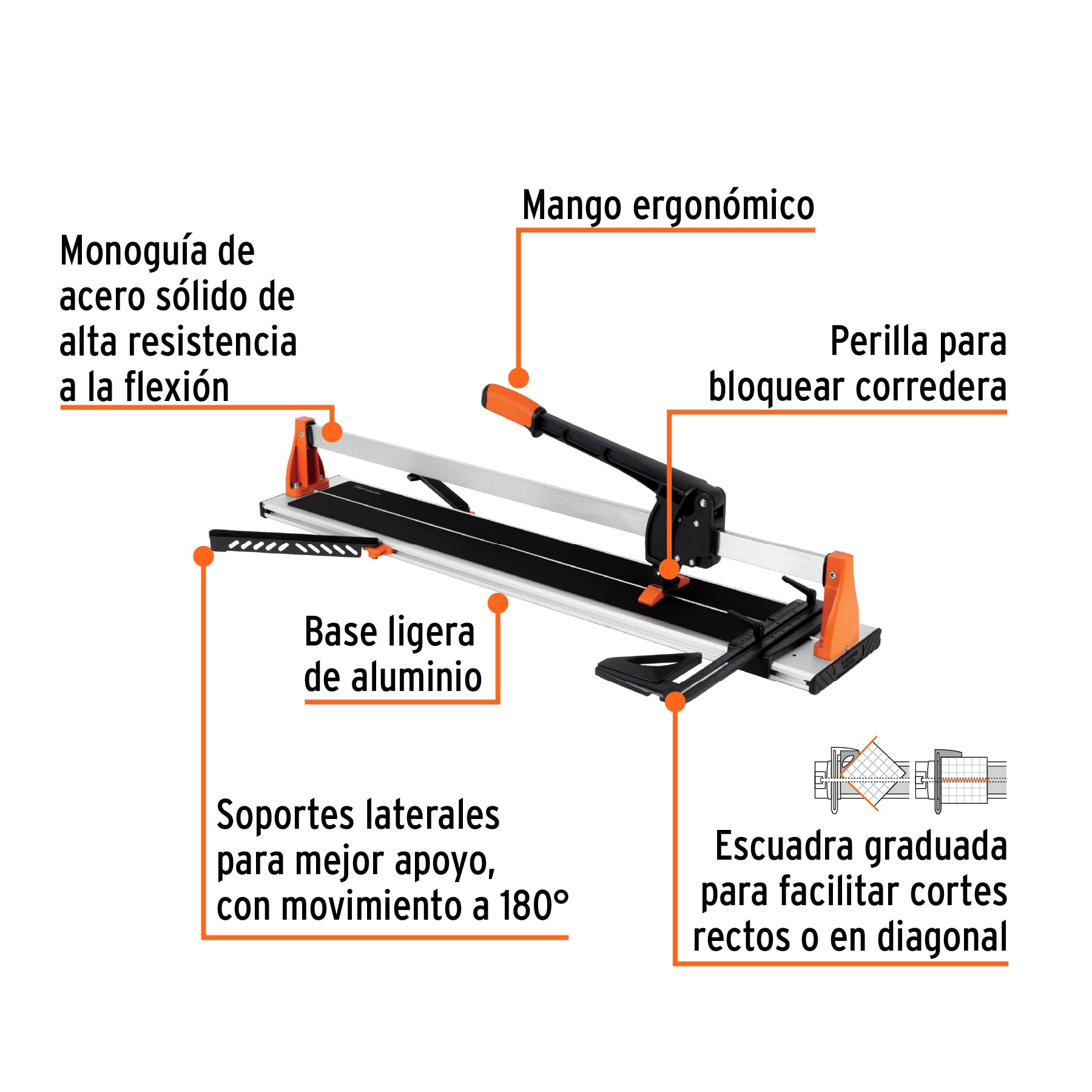 Cortador azulejo 35" (90cm) gran formato c/maletín, EXPERT